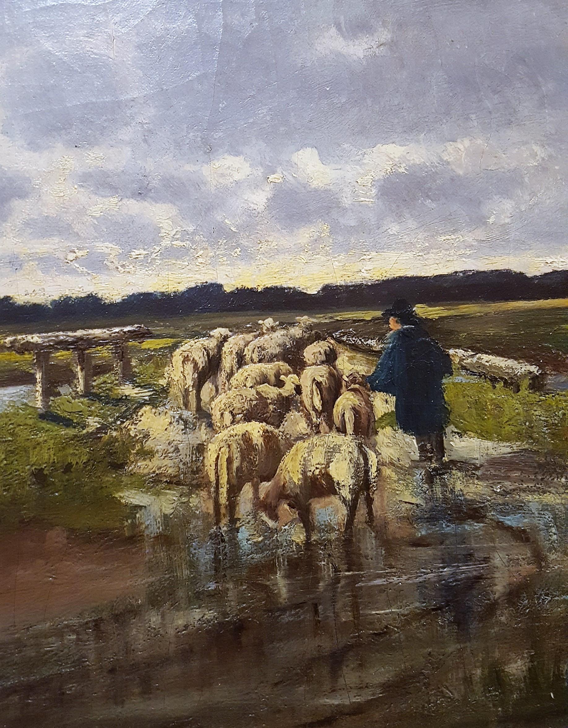 Shepherd with Sheep Pastoral Landscape 4