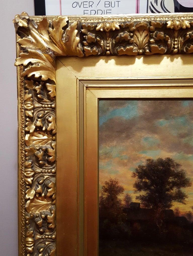 Adolf Lins - Cottage Landscape with Geese at Twilight at 1stDibs