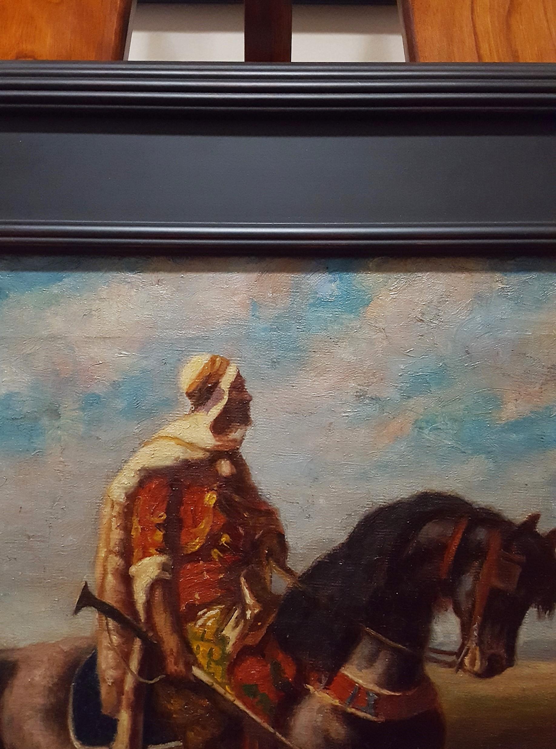 An Arab Horseman - Black Figurative Painting by Adolf Schreyer