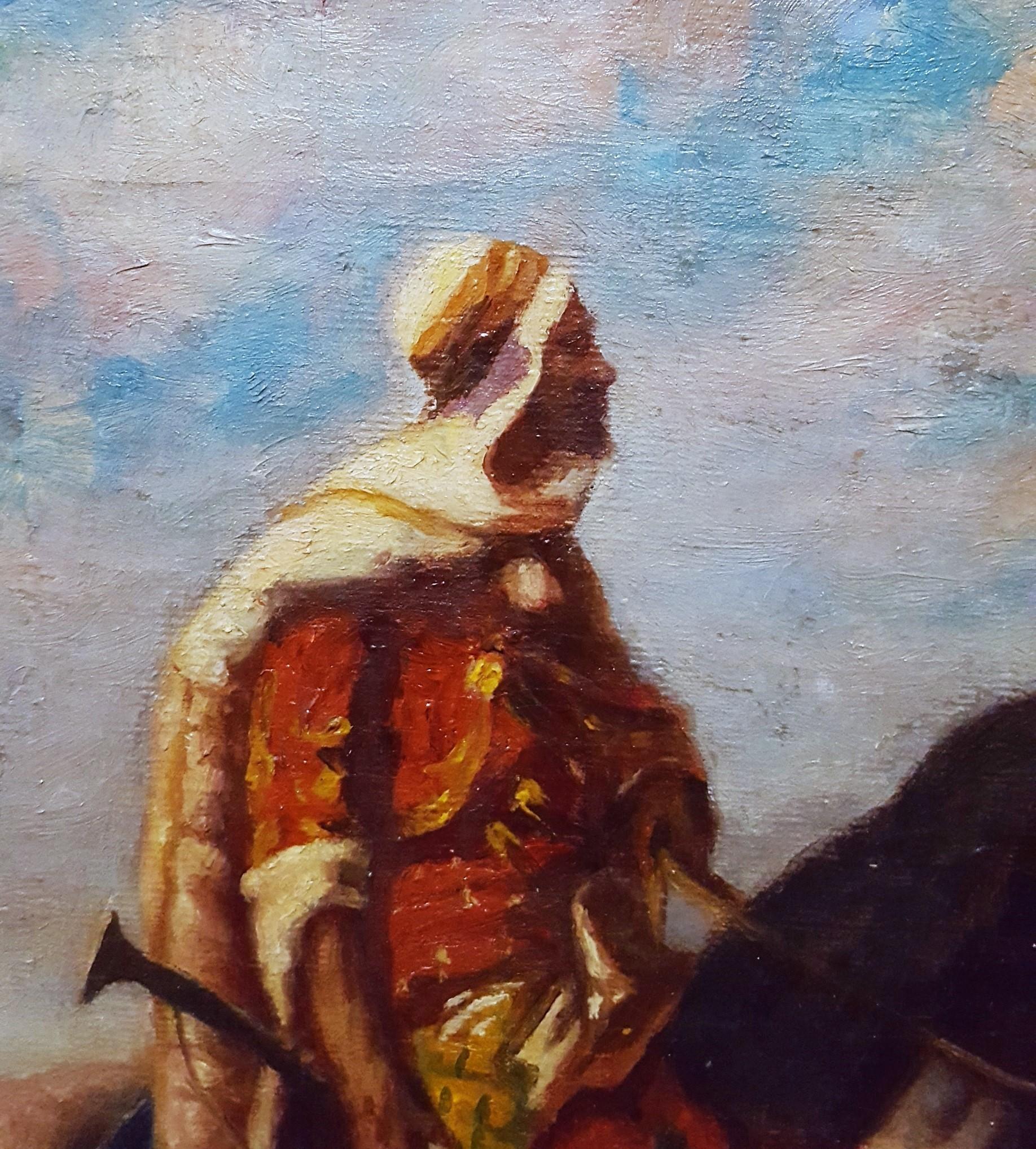 An original signed oil painting on canvas after German artist Adolf Schreyer (1828-1899) titled 