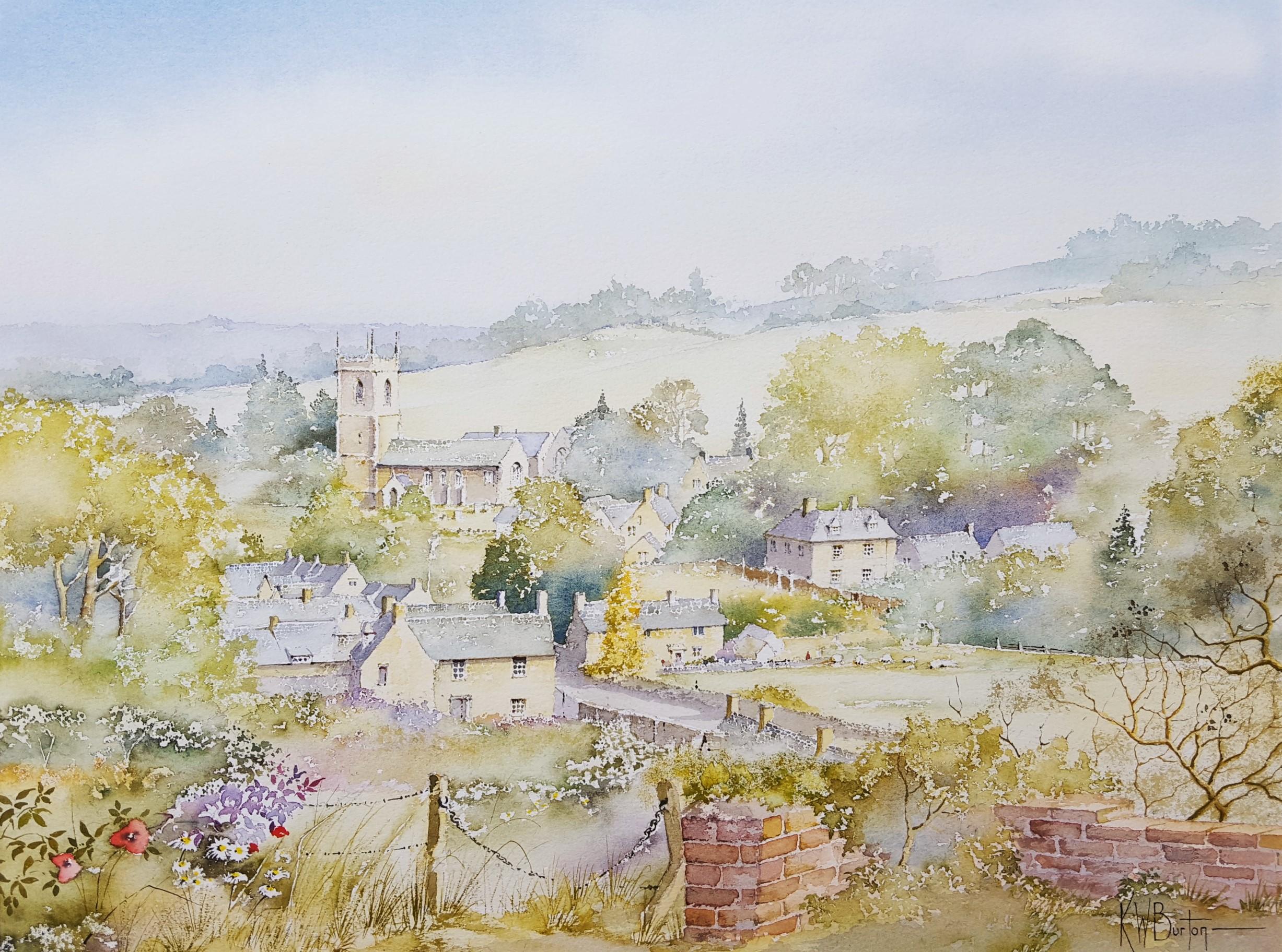 Naunton, Gloucestershire, UK /// Contemporary British Watercolor Village Scene