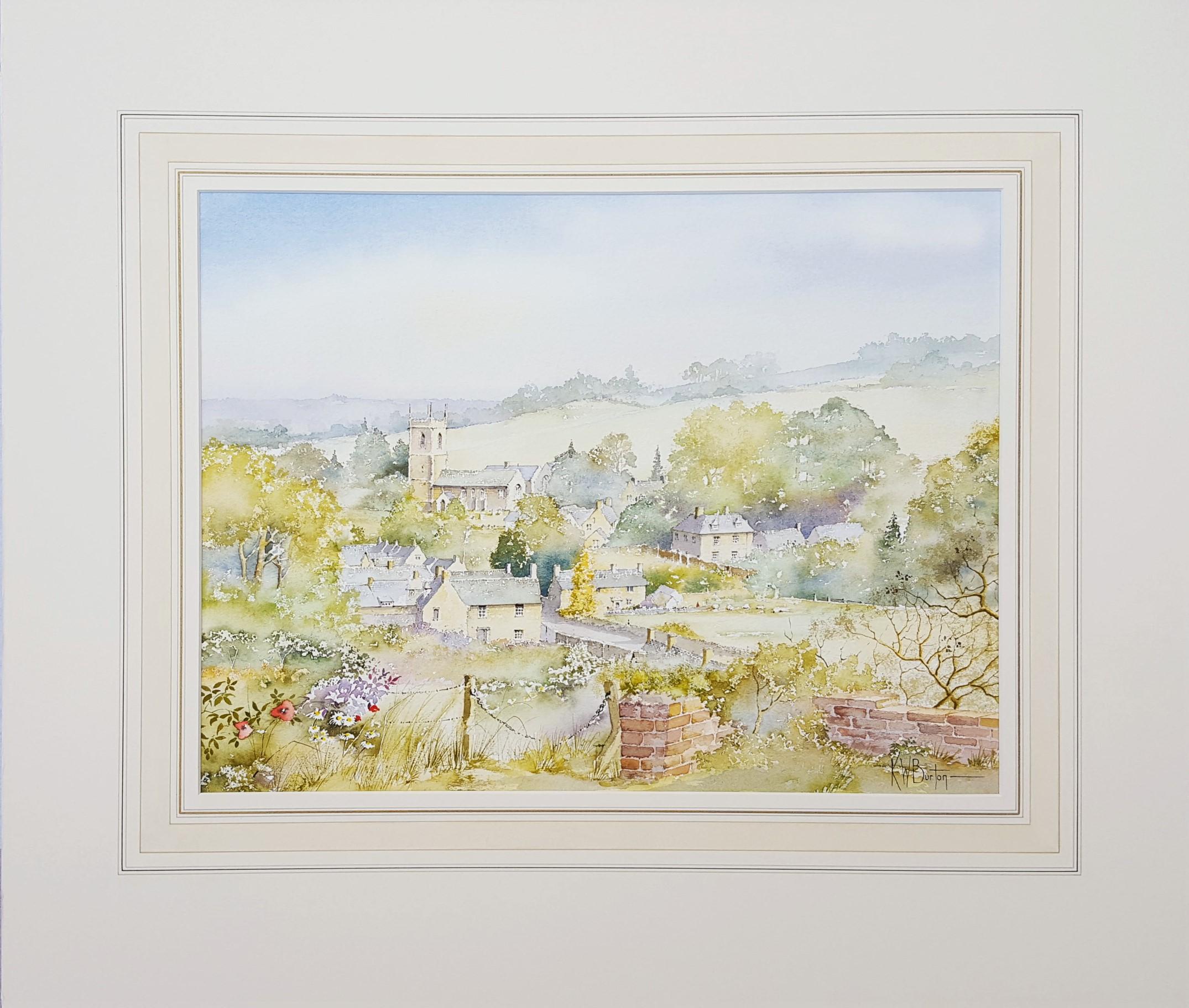 Naunton, Gloucestershire, UK /// Contemporary British Watercolor Village Scene - Art by Ken Burton