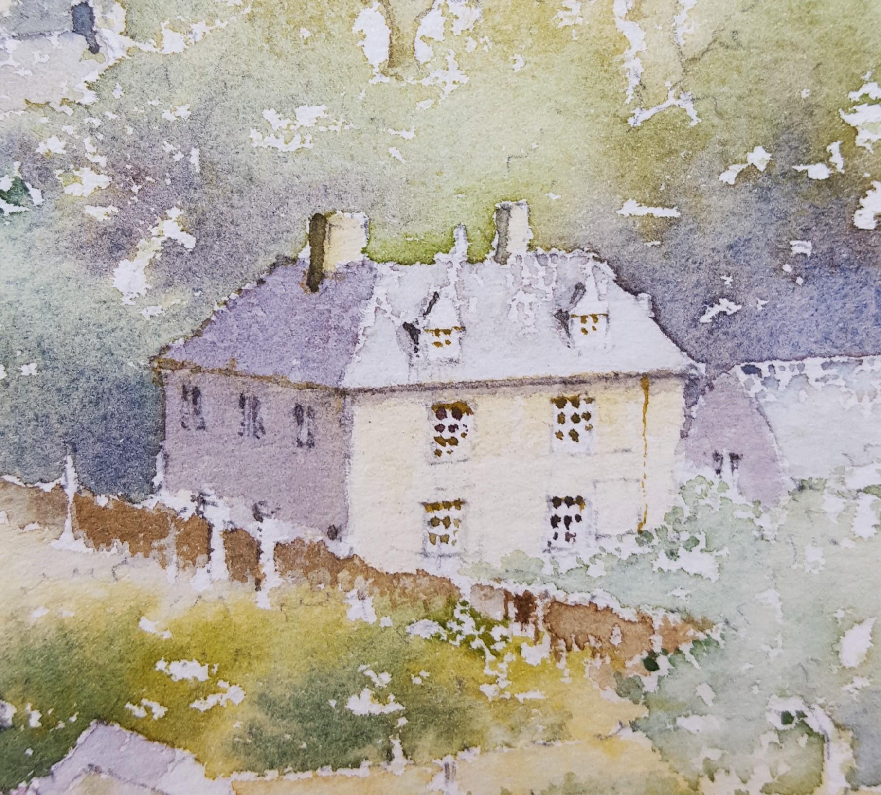 Naunton, Gloucestershire, UK /// Contemporary British Watercolor Village Scene For Sale 6