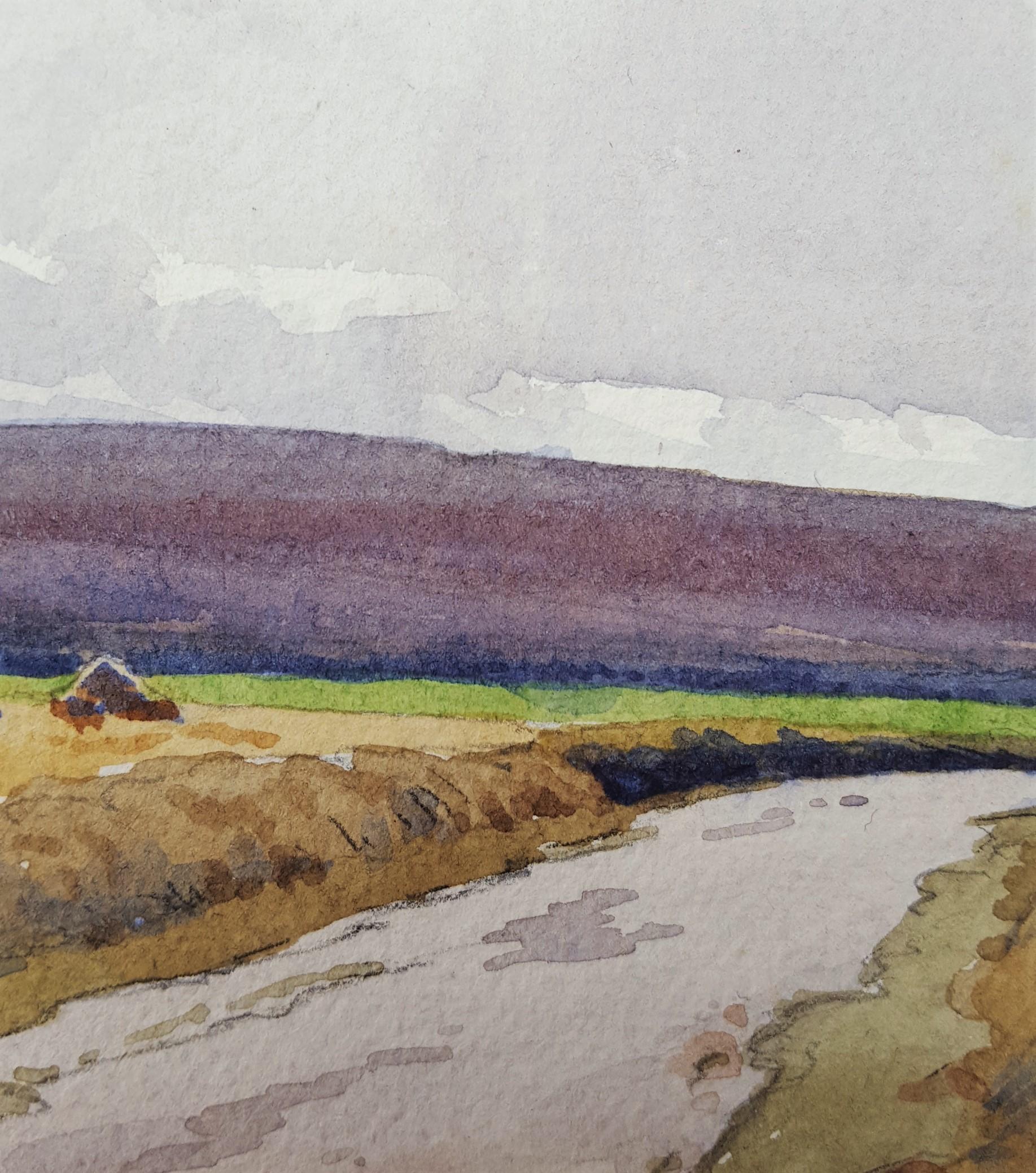 Moors, Yorkshire, UK /// British Antique Landscape Watercolor England Country For Sale 1