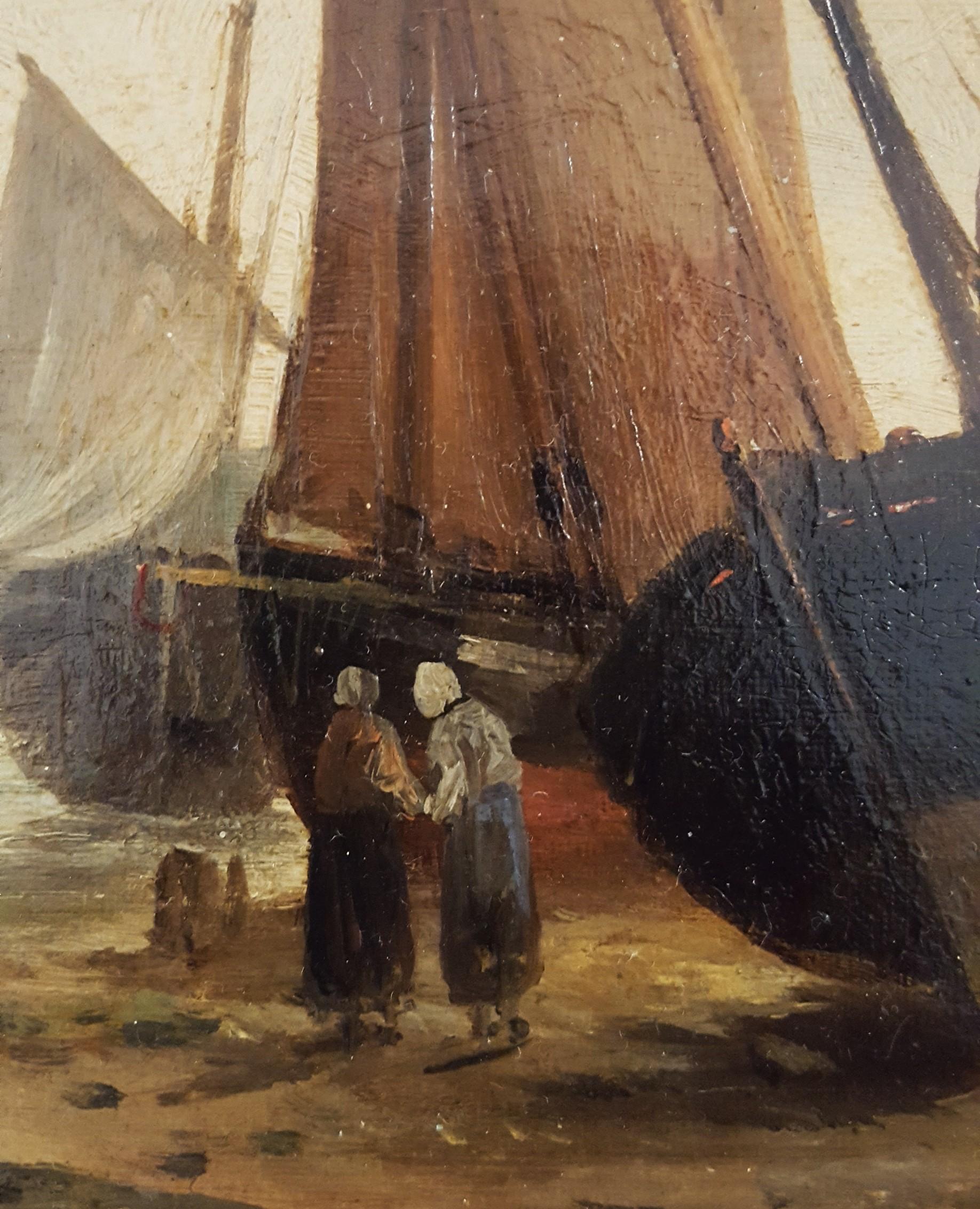 Pêcheurs déchargeant la pêche du jour, Douvres /// Paysage marin d'un navire victorien antique  en vente 6