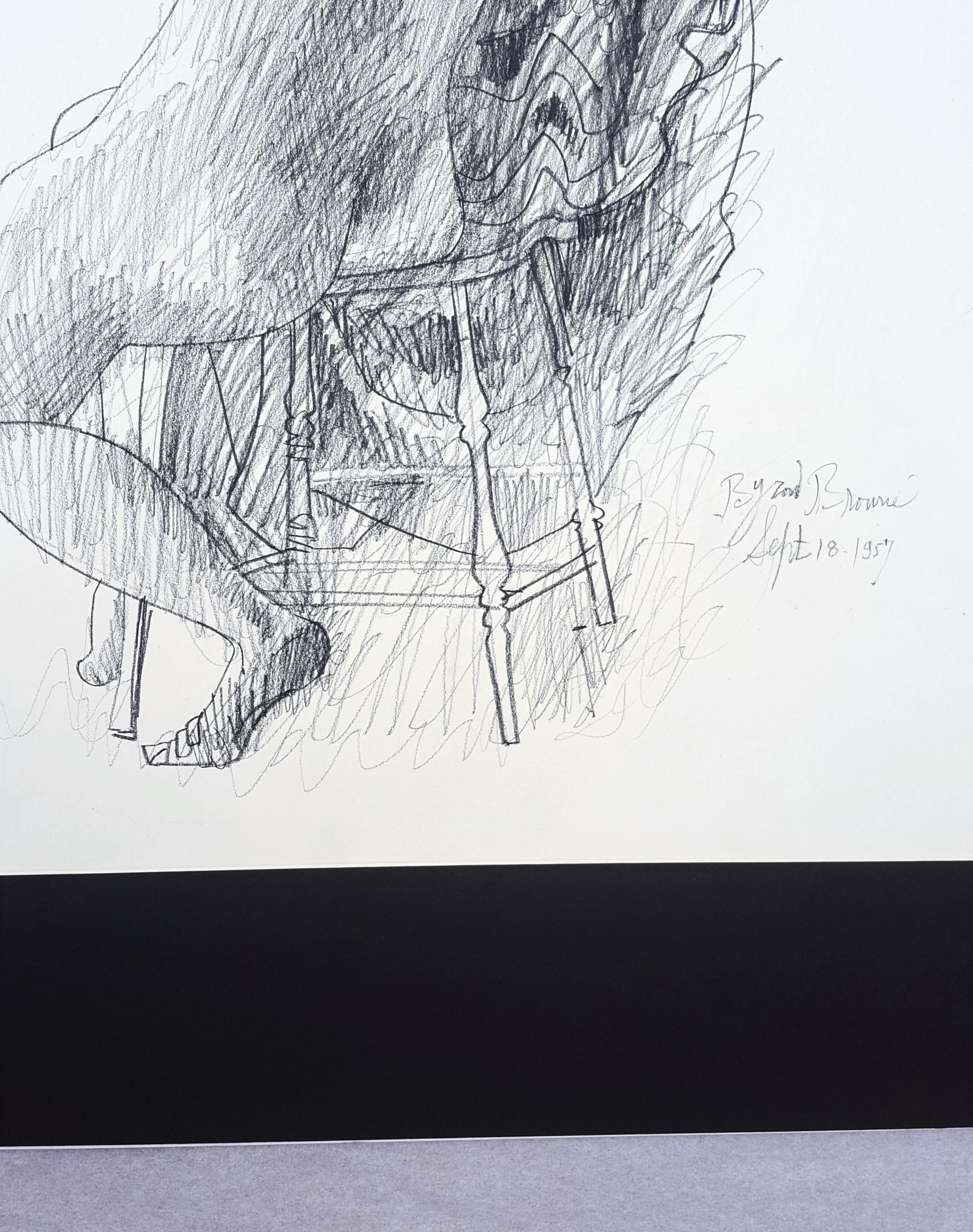 Seated Nude with Mirror /// Figurative Chair Lady Woman Byron Browne Drawing Art For Sale 7