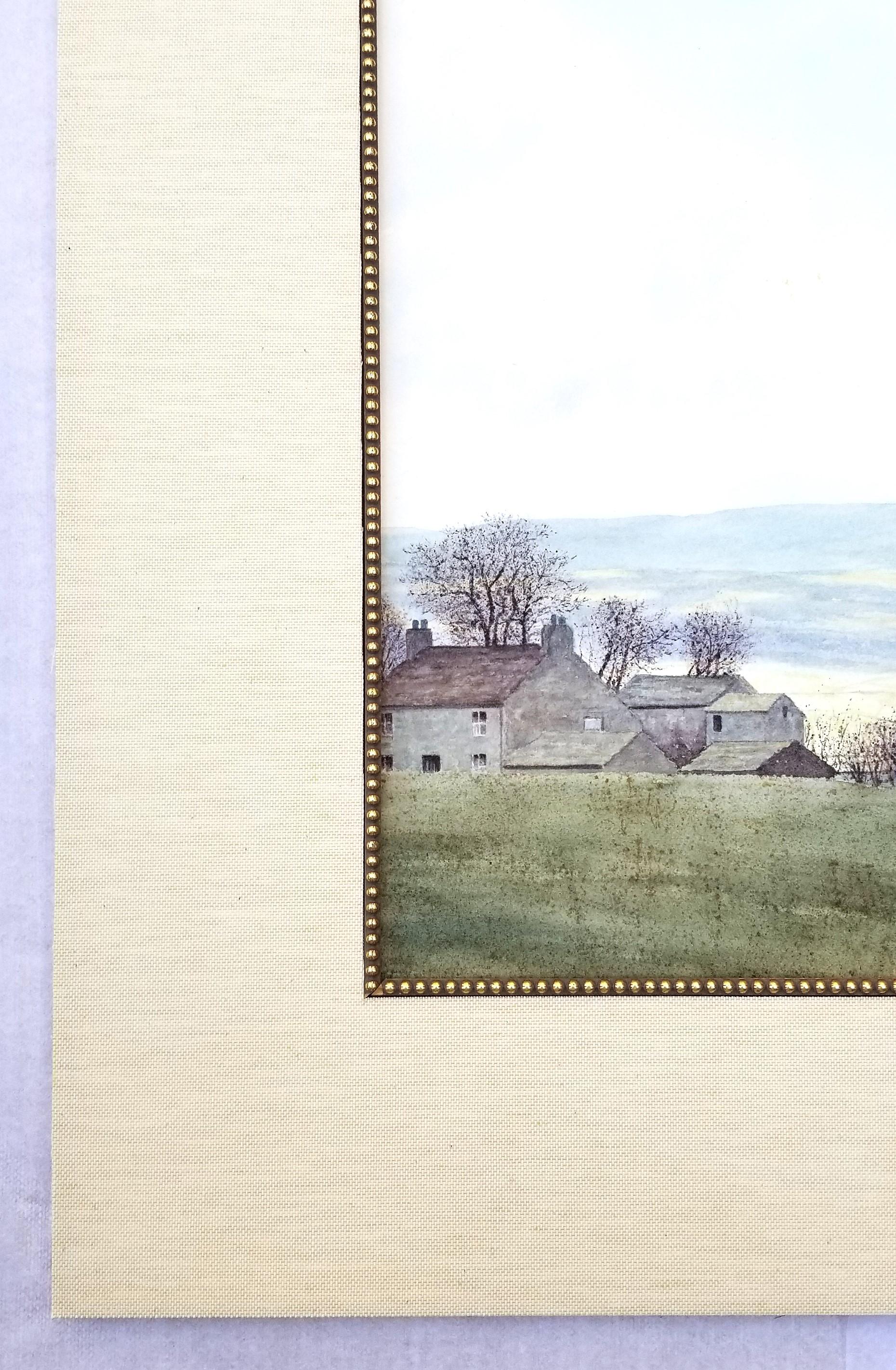 Knarsdale, South Tyne Valley, Regno Unito /// Acquerello contemporaneo di un'artista femminile - Landscape Art Grigio di Gillie Cawthorne