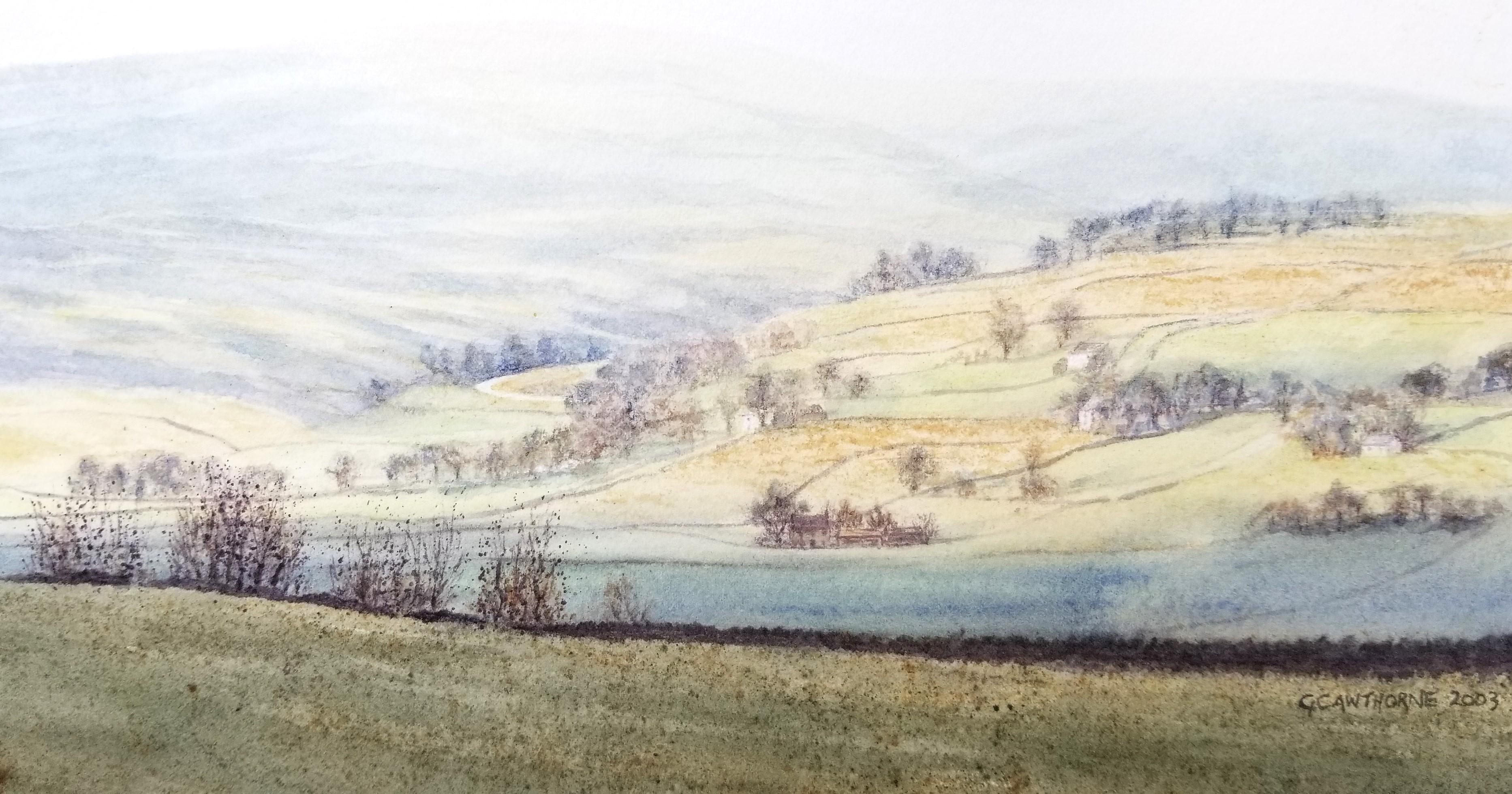 Knarsdale, South Tyne Valley, Regno Unito /// Acquerello contemporaneo di un'artista femminile in vendita 6