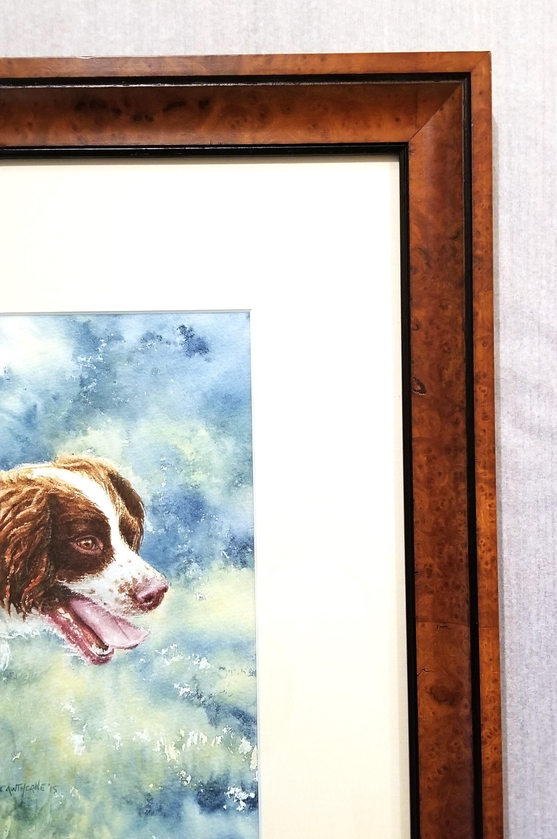 Épagneul enjoué /// Femme artiste britannique contemporaine Aquarelle Chien Animal de compagnie en vente 1