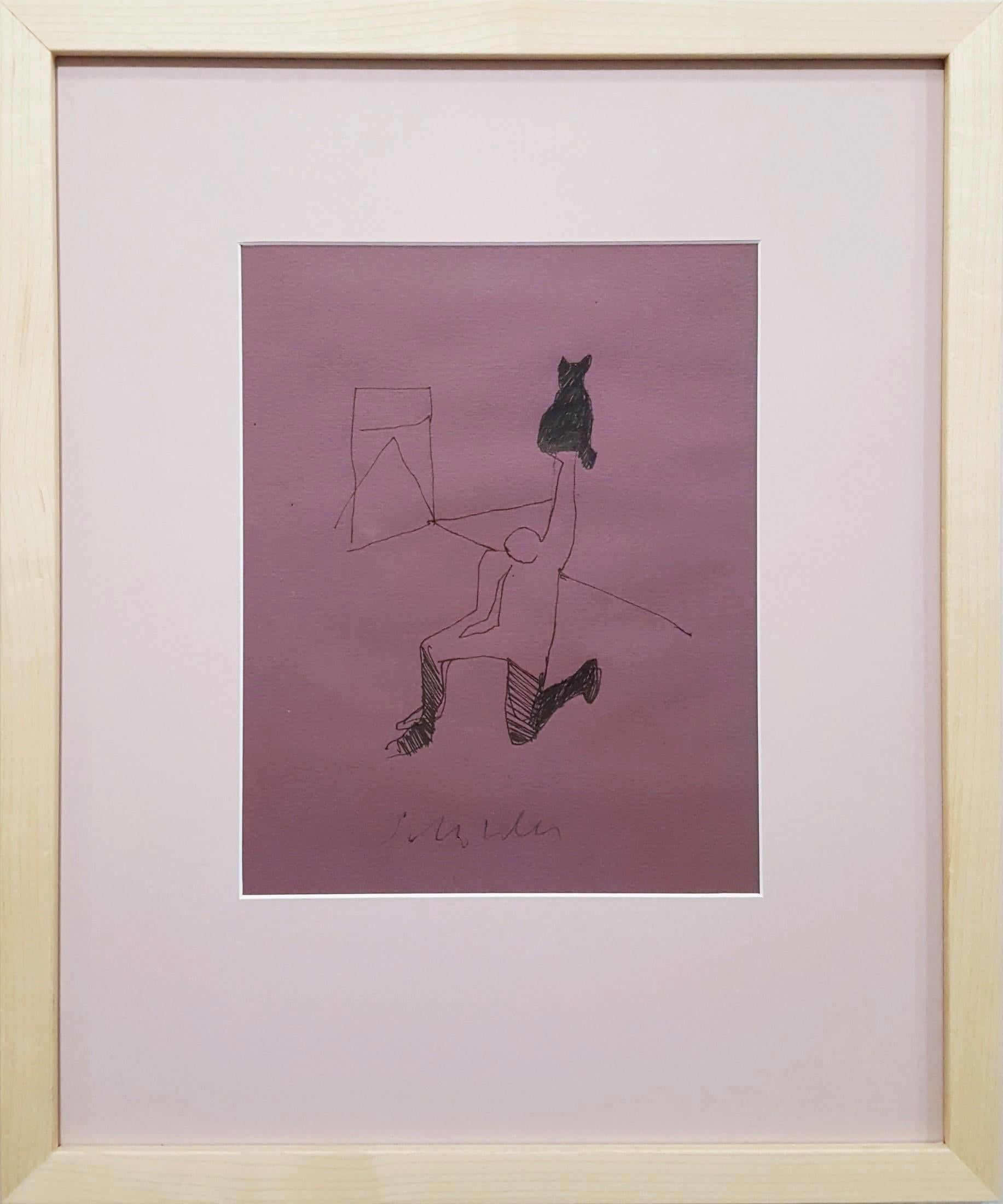 Untitled (Man with Black Cat) - Art by Fritz Scholder