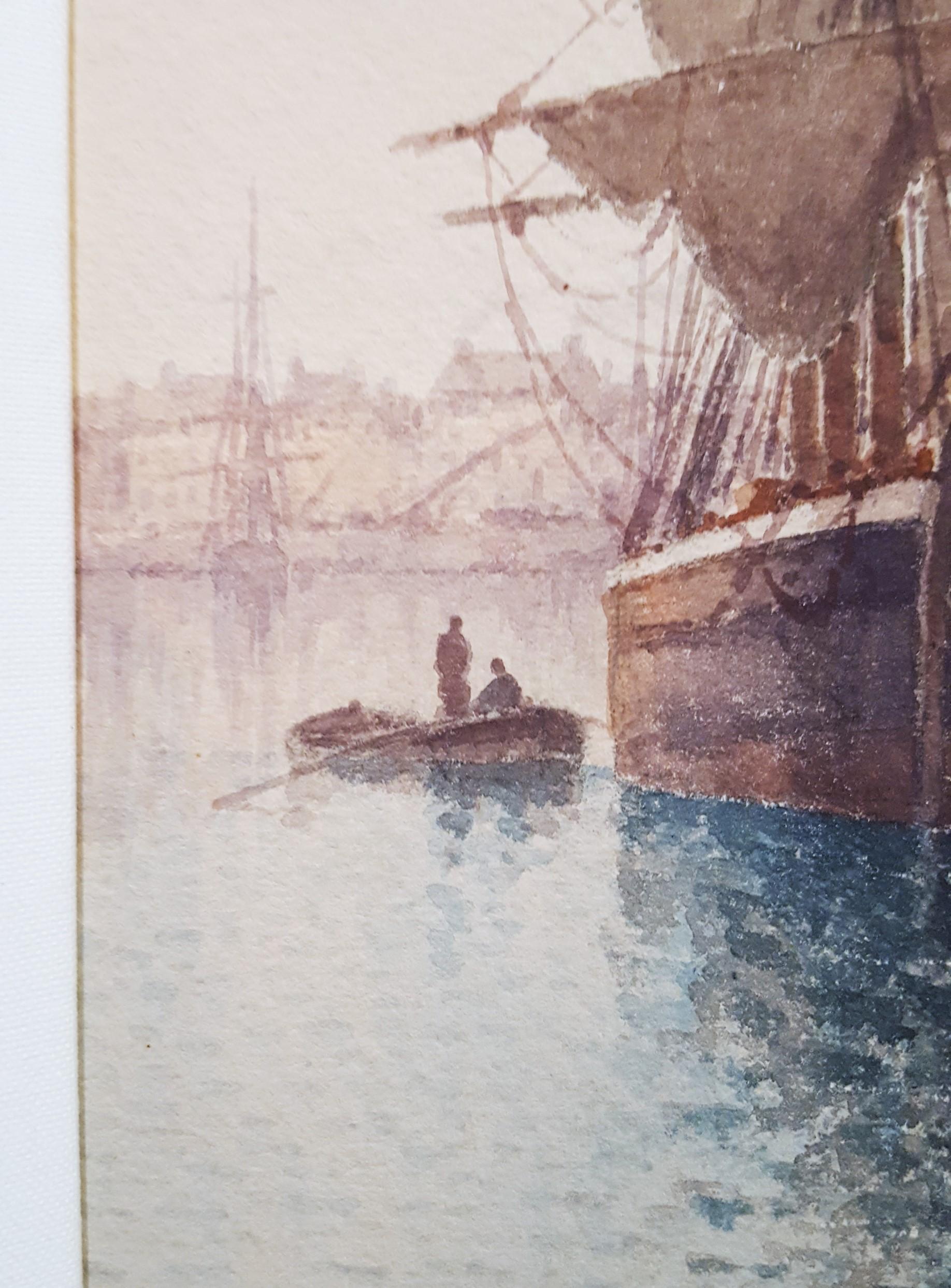Voiliers à Quai (Sailboats at the Dock) /// Maritime Seascape Ship Watercolor 5