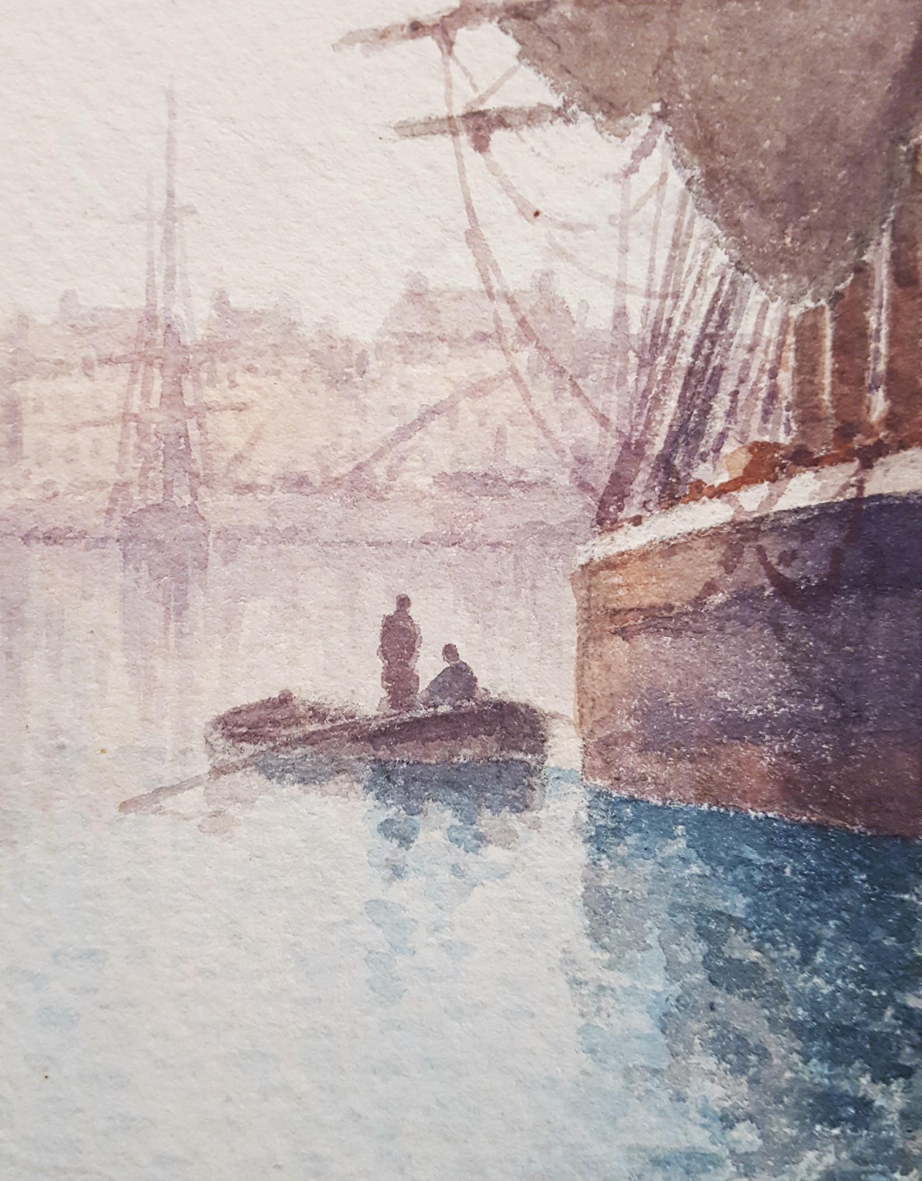 Voiliers à Quai (Sailboats at the Dock) /// Maritime Seascape Ship Watercolor 6