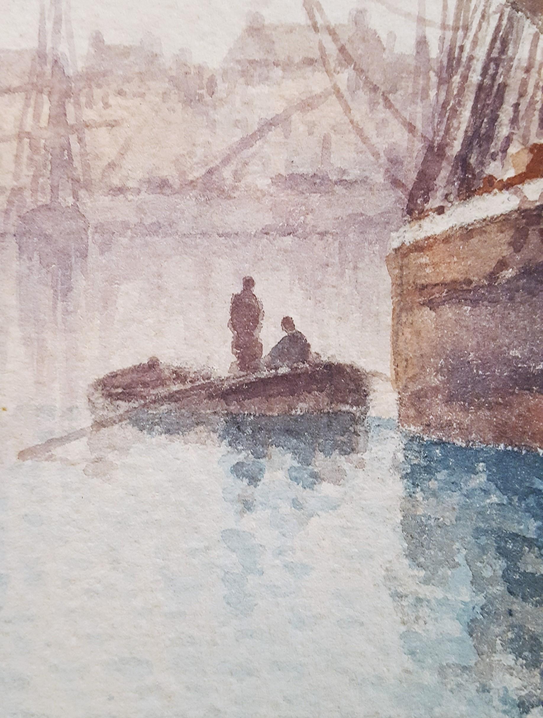 Voiliers à Quai (Sailboats at the Dock) /// Maritime Seascape Ship Watercolor 7