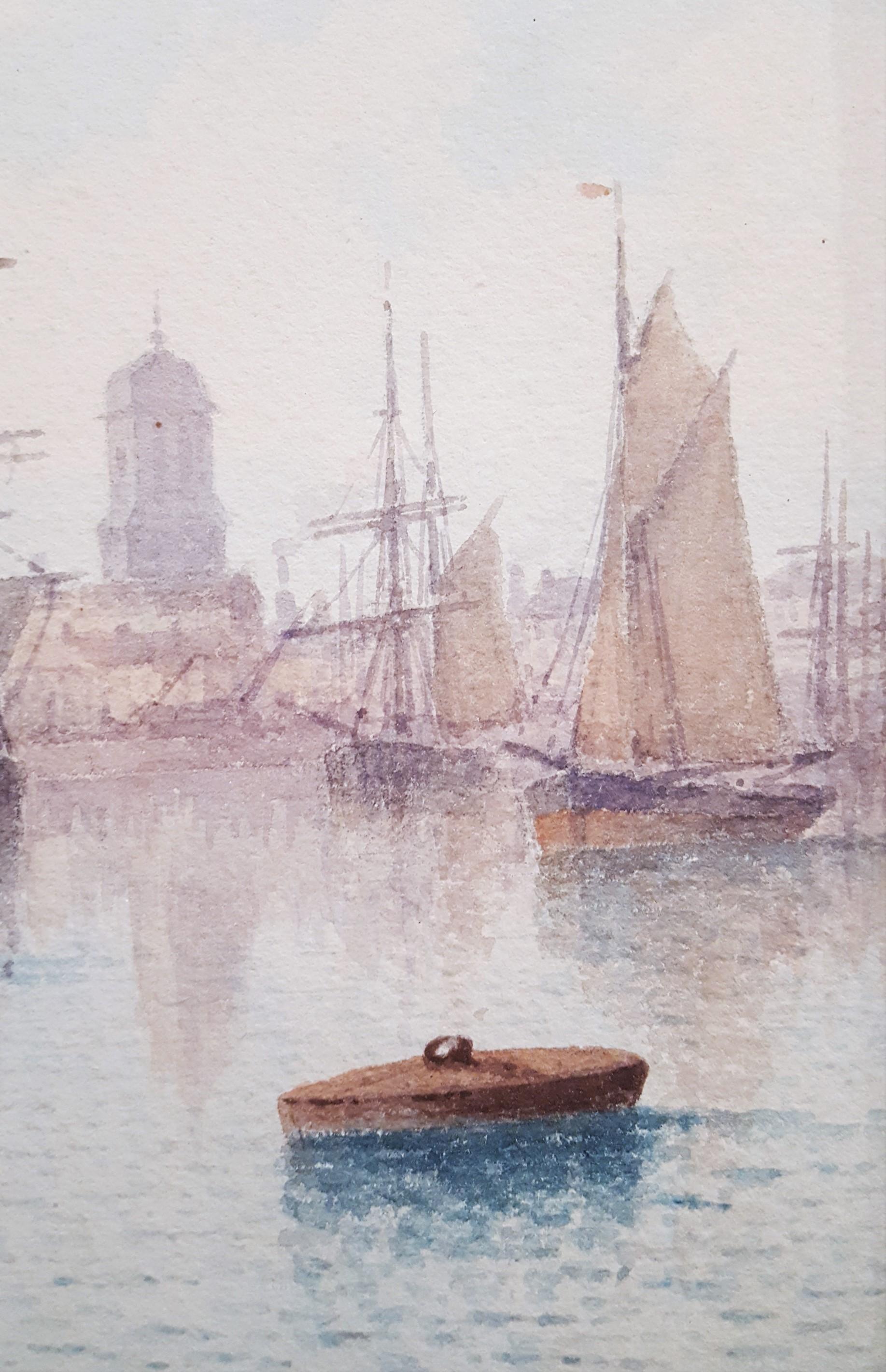 Voiliers à Quai (Sailboats at the Dock) /// Maritime Seascape Ship Watercolor 8