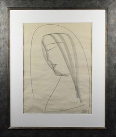 Vintage The Nun, Charcoal Drawing by Etienne Poirier