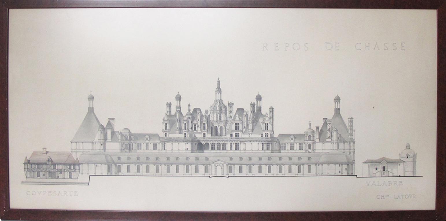 Unknown Landscape Art - Original Architecture Sketches Study Drawing for French Renaissance Buildings