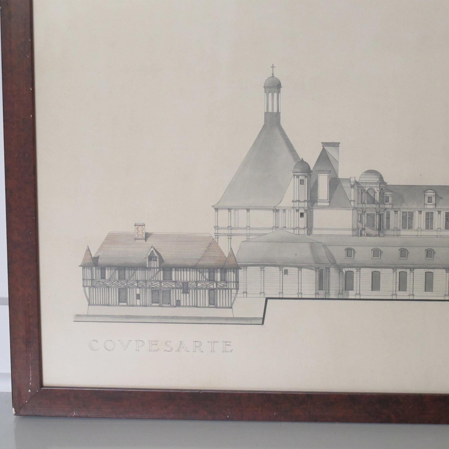 Architektonische Skizzenstudienzeichnung für französische Renaissance-Gebäude 5