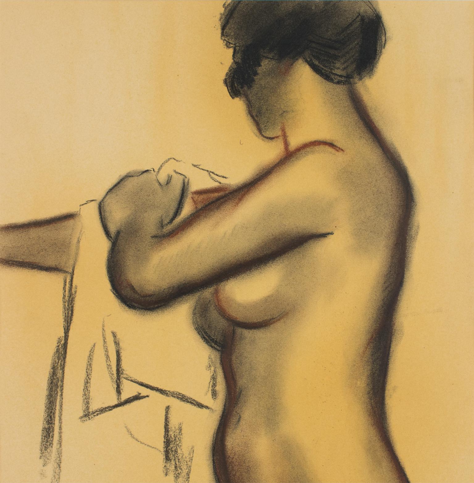 Female Nude Study Charcoal and Red Chalk Drawing by Georges Lucien Guyot For Sale 5