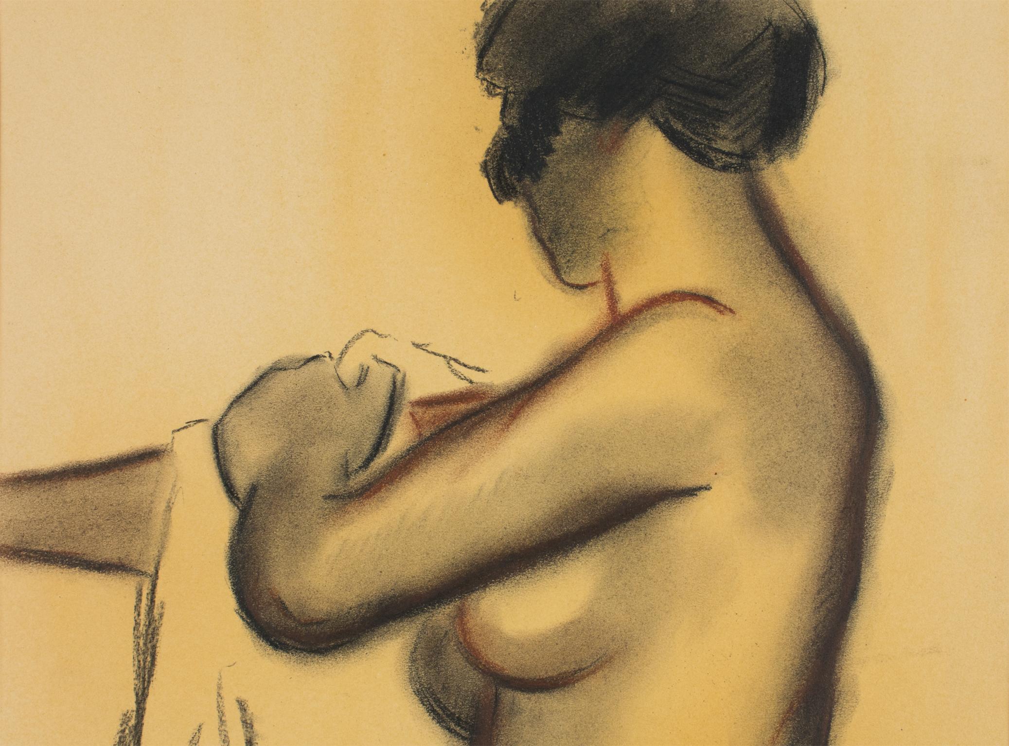 Female Nude Study Charcoal and Red Chalk Drawing by Georges Lucien Guyot For Sale 5