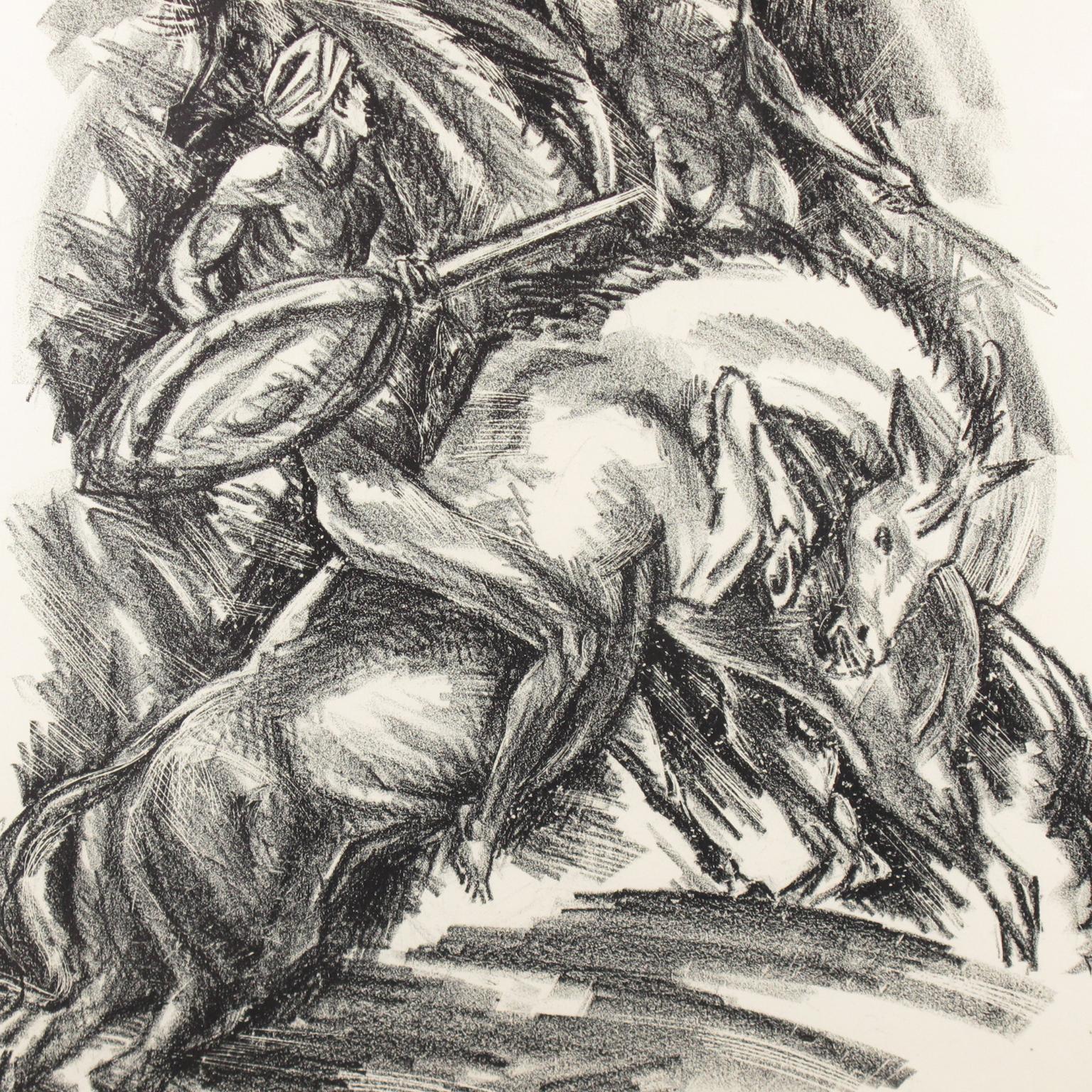 Lithographie d'un dessin au fusain - Illustration fantaisie Art déco par Adolf Uzarski en vente 7