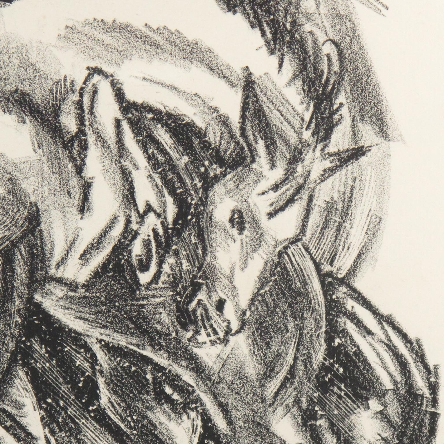 Lithographie d'un dessin au fusain - Illustration fantaisie Art déco par Adolf Uzarski en vente 8