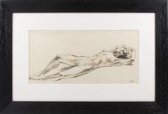 Vintage Nude Study Ink Wash Drawing Painting by Robert Cami