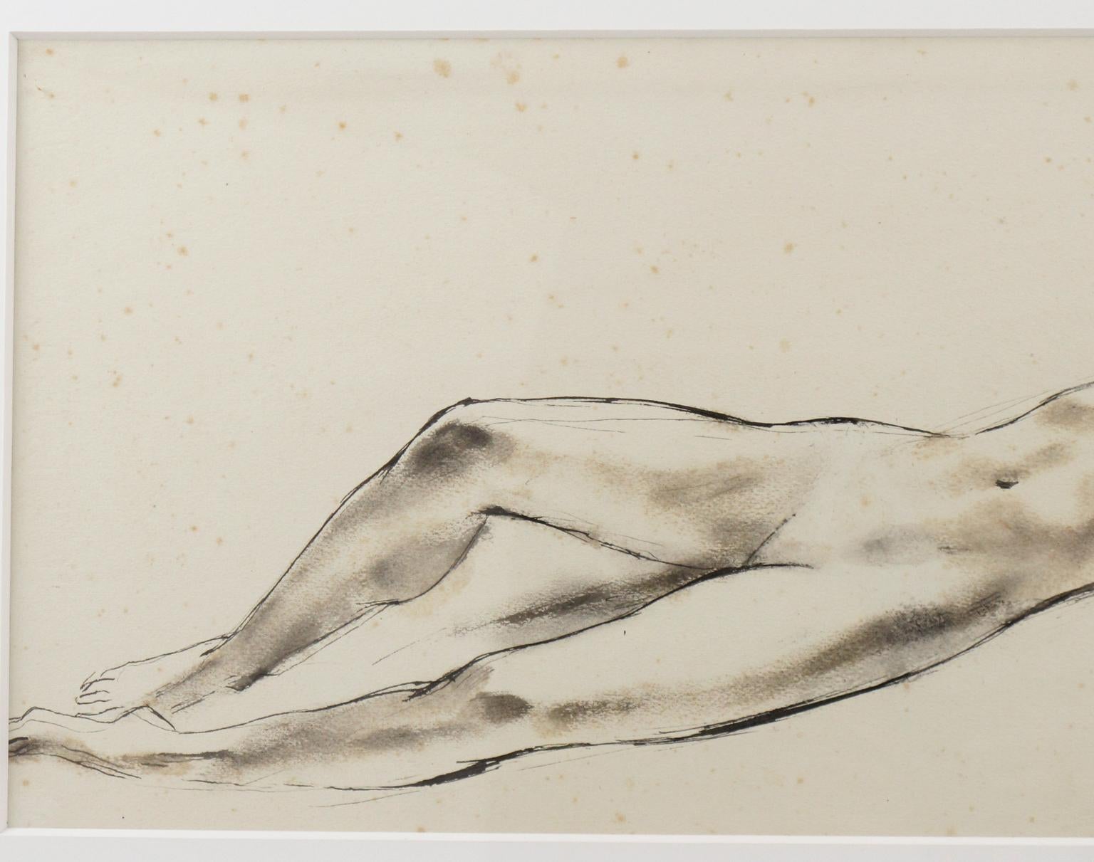 Nude Study Ink Wash Drawing Painting by Robert Cami For Sale 7