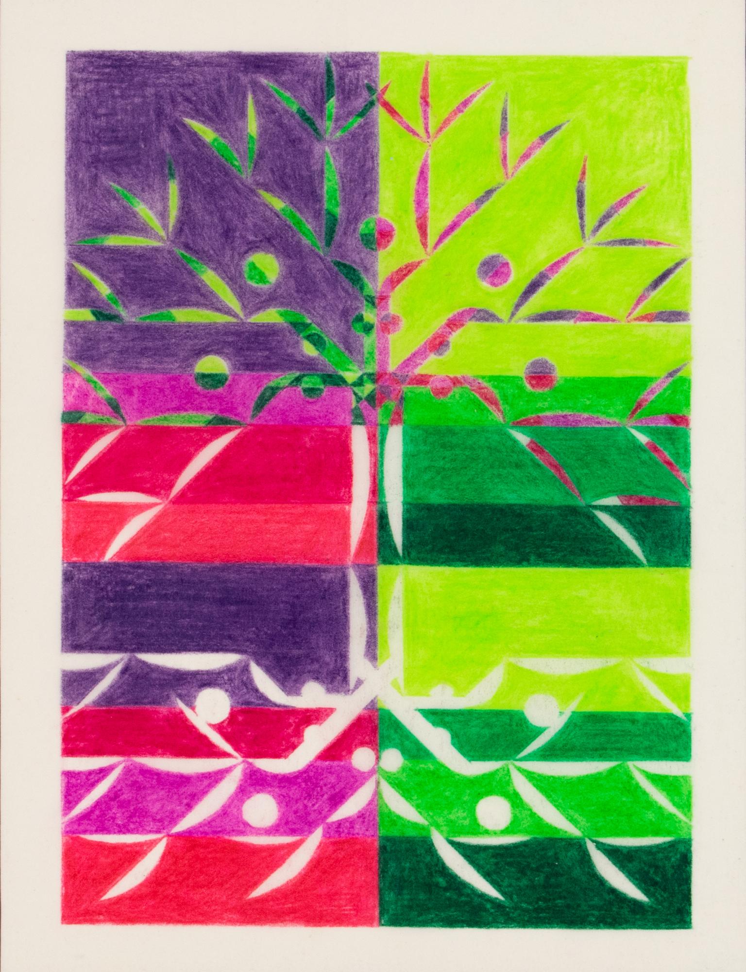 Surrealistische geometrische Farbvariationen-Zeichnungen auf Tracing-Papier, Frankreich 1960er Jahre im Angebot 2