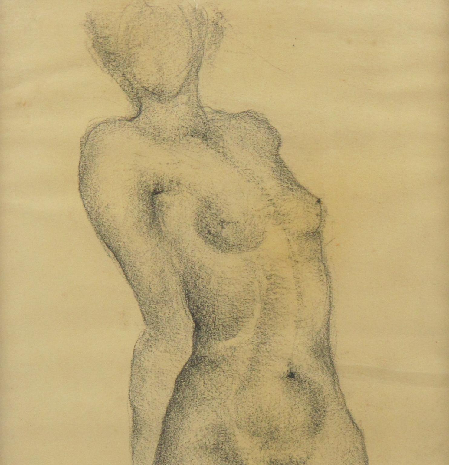 Nude Female Pencil Study Drawing by Marie Louise Simard For Sale 5