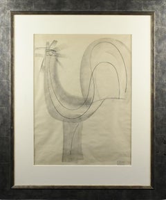 Le coq, dessin au fusain d'Etienne Poirier