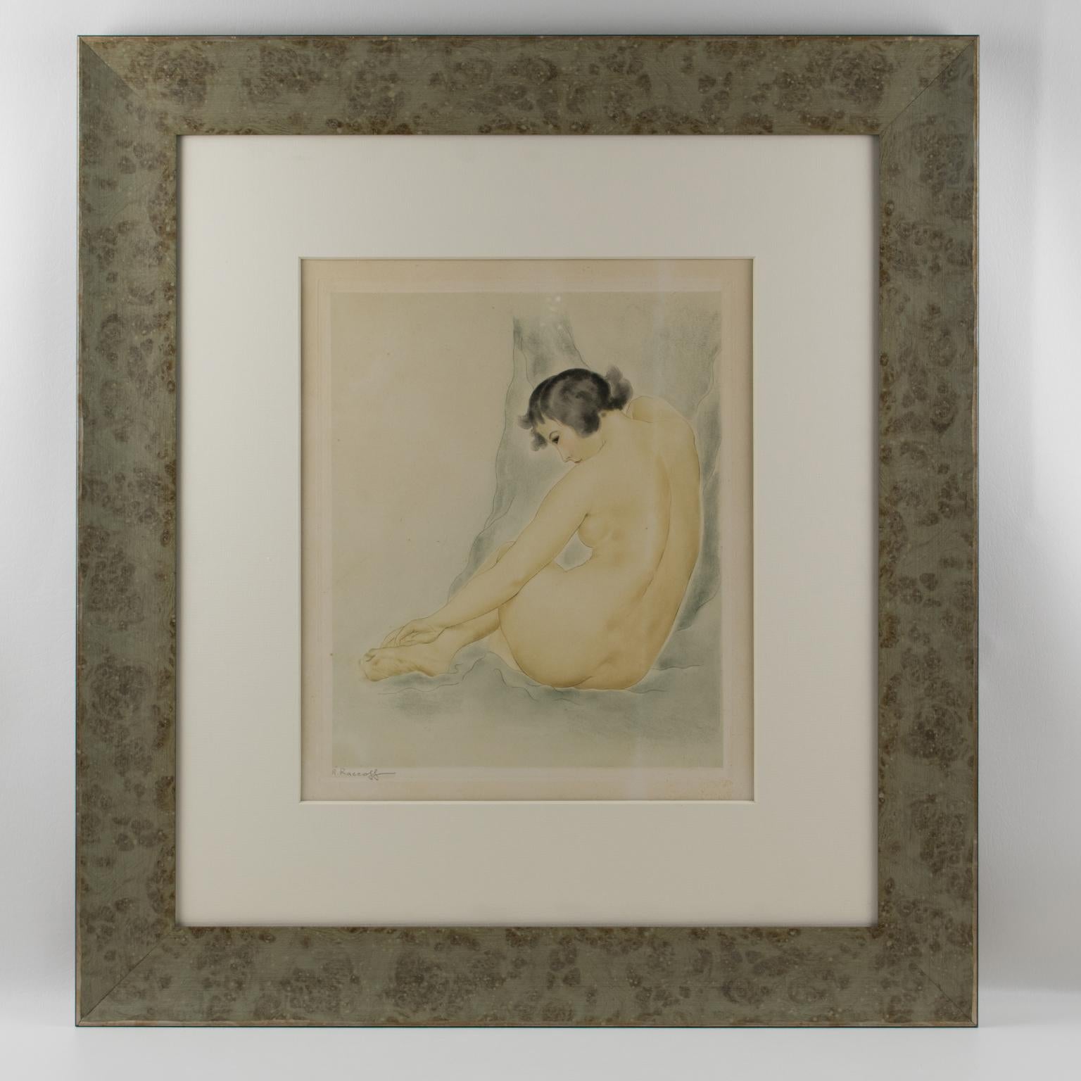 Female Nude Study Watercolor Drawing by Rotislaw Racoff For Sale 2
