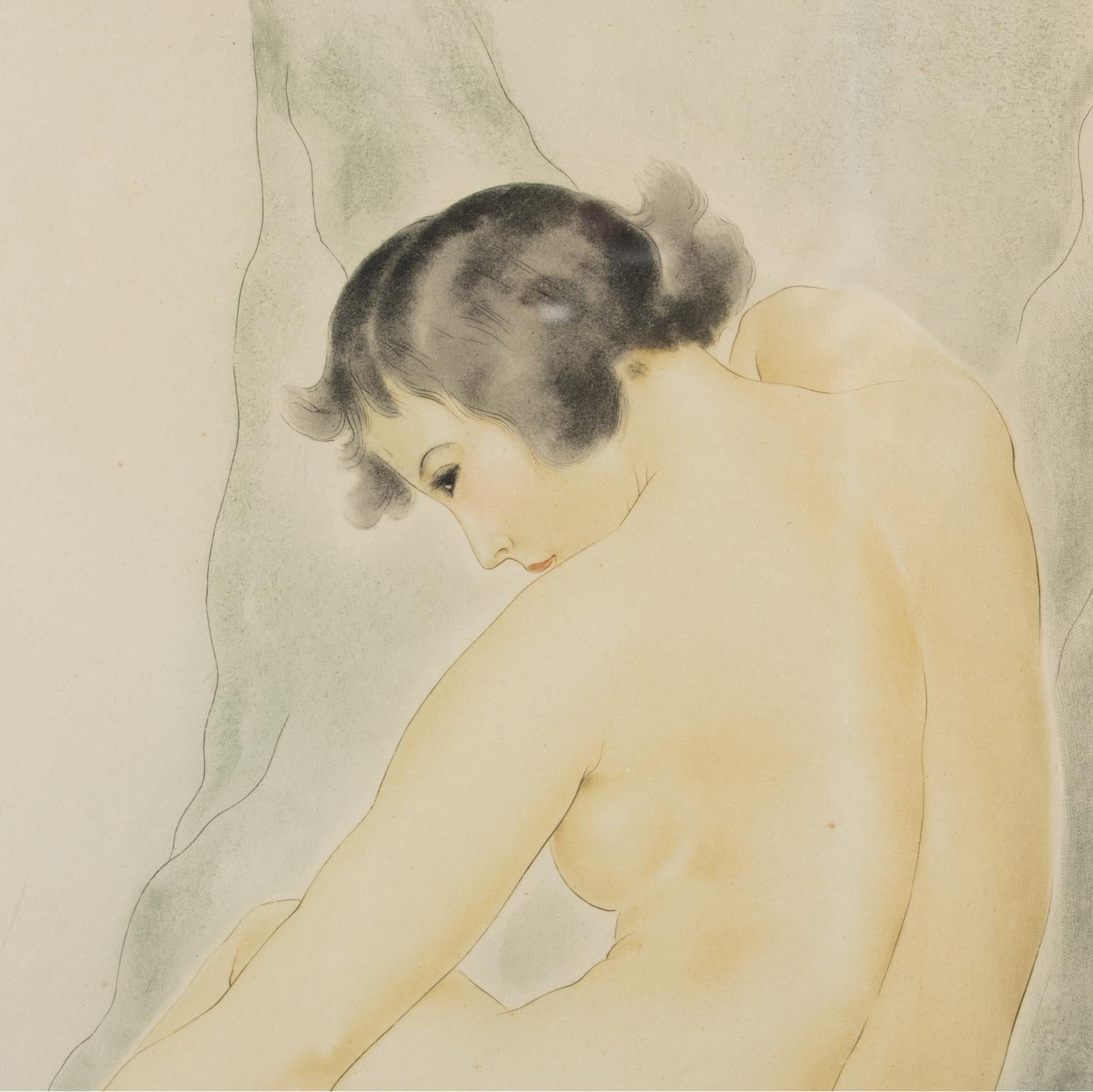 Female Nude Study Watercolor Drawing by Rotislaw Racoff For Sale 6