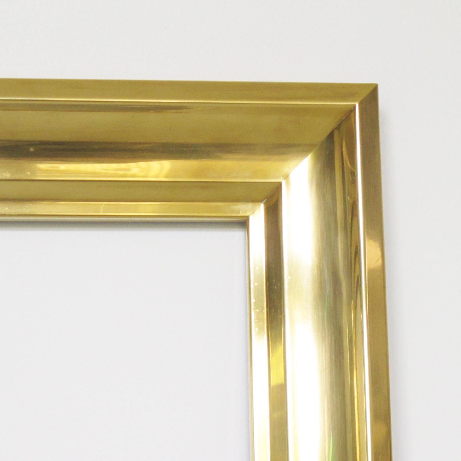 French Polished Brass Frame for Painting, Drawing or Mirror, 1940s For Sale 1