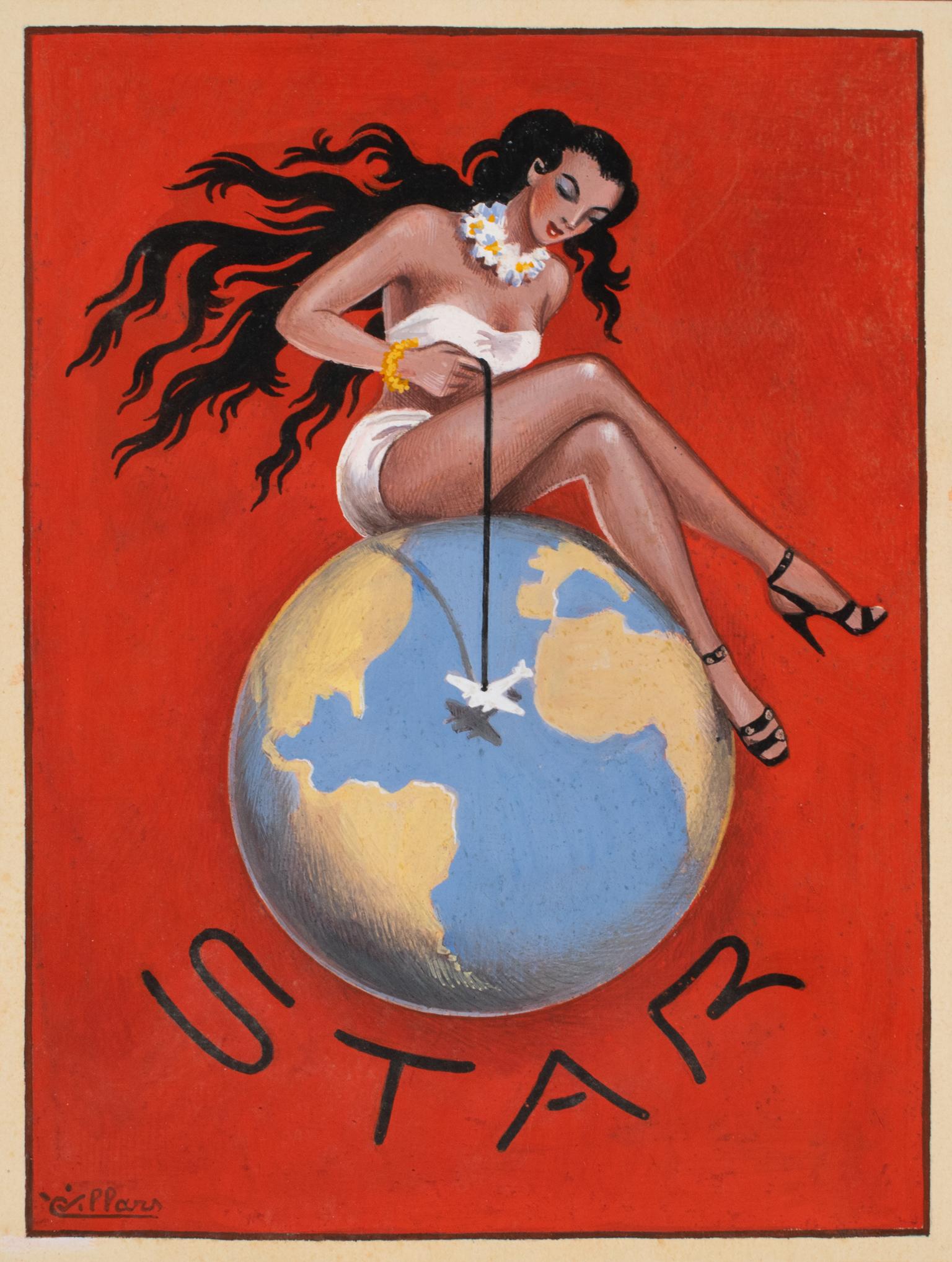 French Illustration Aviation Poster Project Gouache Drawing by C. Villars For Sale 8