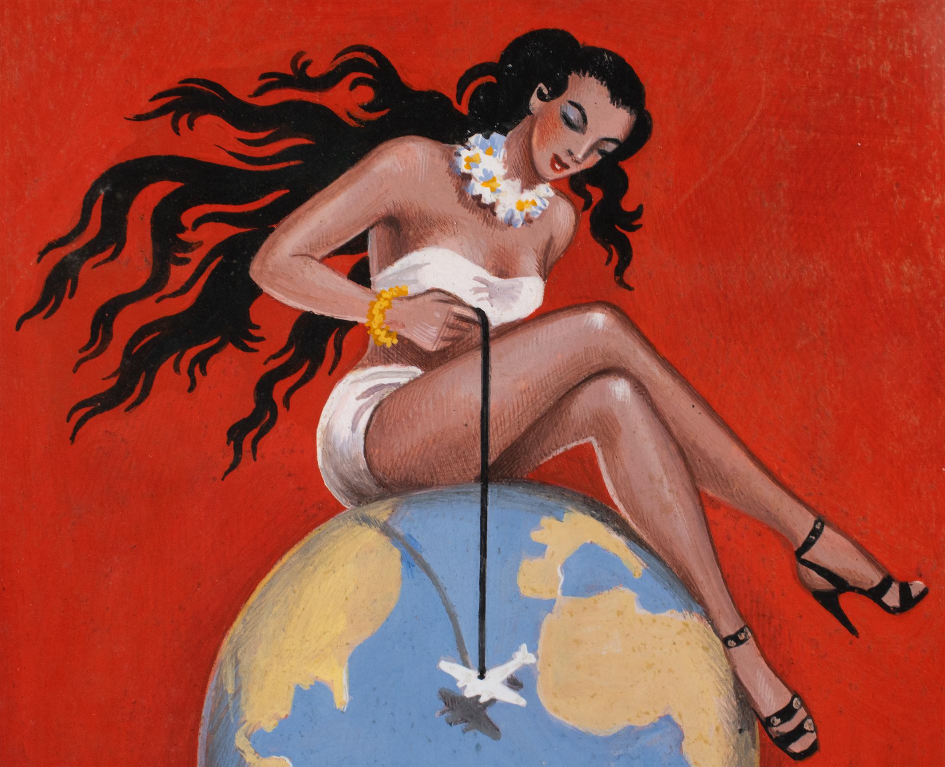 French Illustration Aviation Poster Project Gouache Drawing by C. Villars For Sale 9