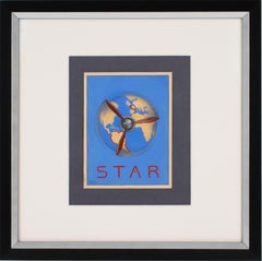 Proyecto de cartel ilustrativo de la aviación francesa Dibujo al gouache de C. Villars