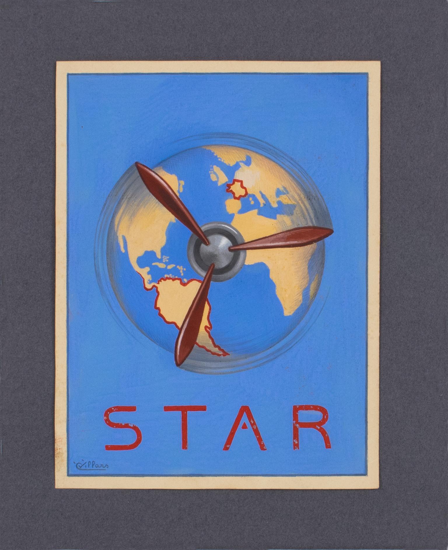 French Aviation Illustration Poster Project Gouache Drawing by C. Villars For Sale 7