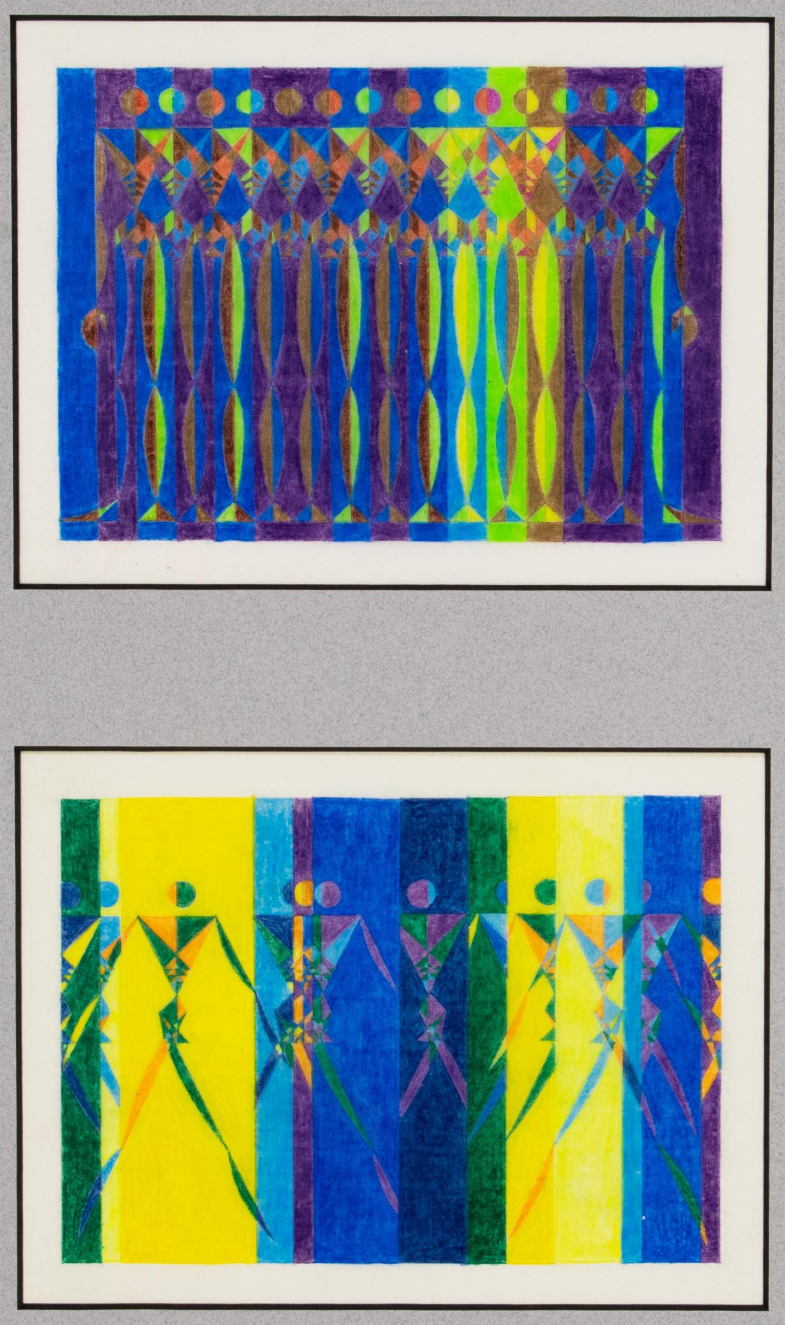 Disegni surrealisti Progetto colorista geometrico, Francia circa 1960 in vendita 1