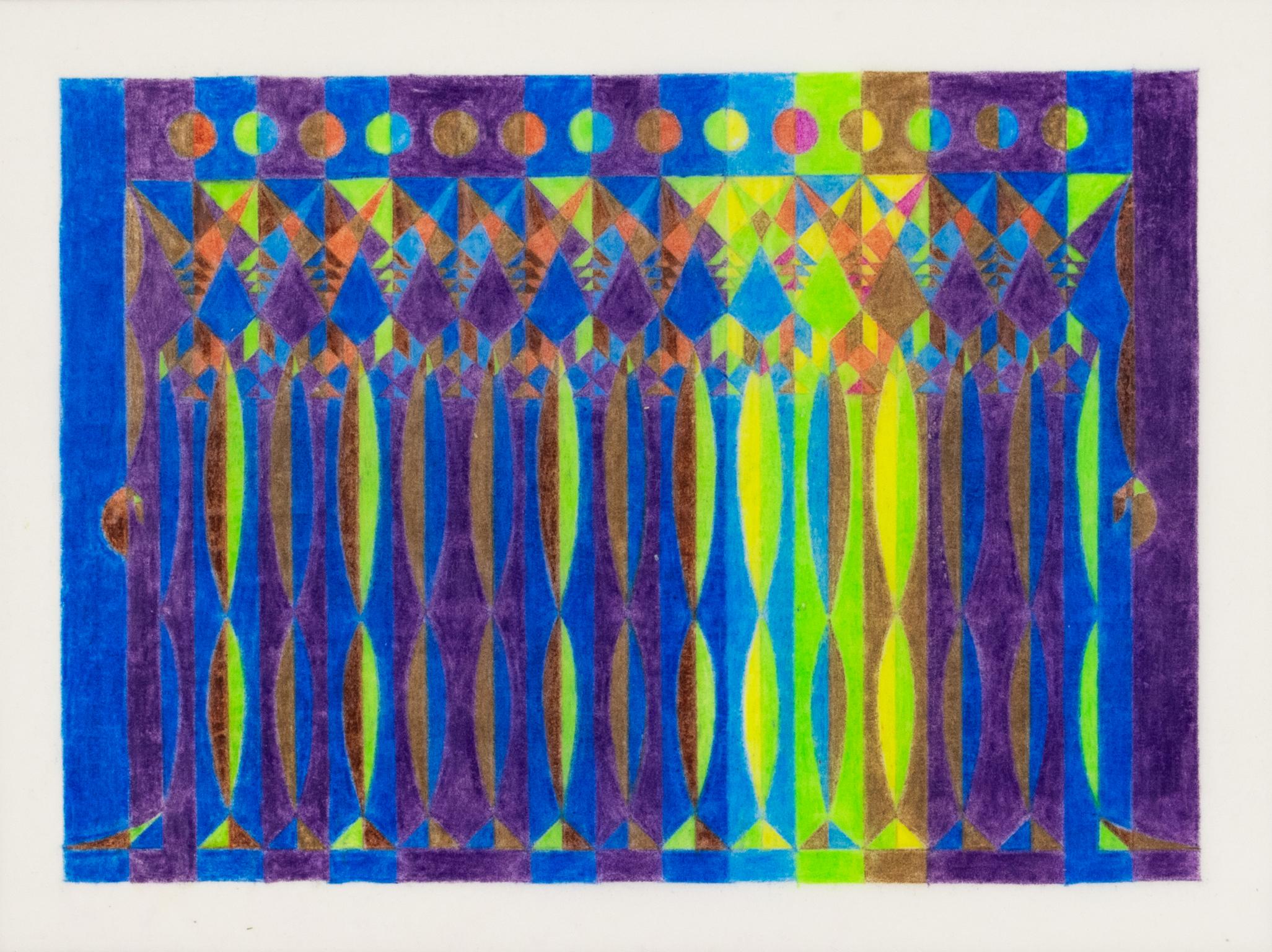 Disegni surrealisti Progetto colorista geometrico, Francia circa 1960 in vendita 2