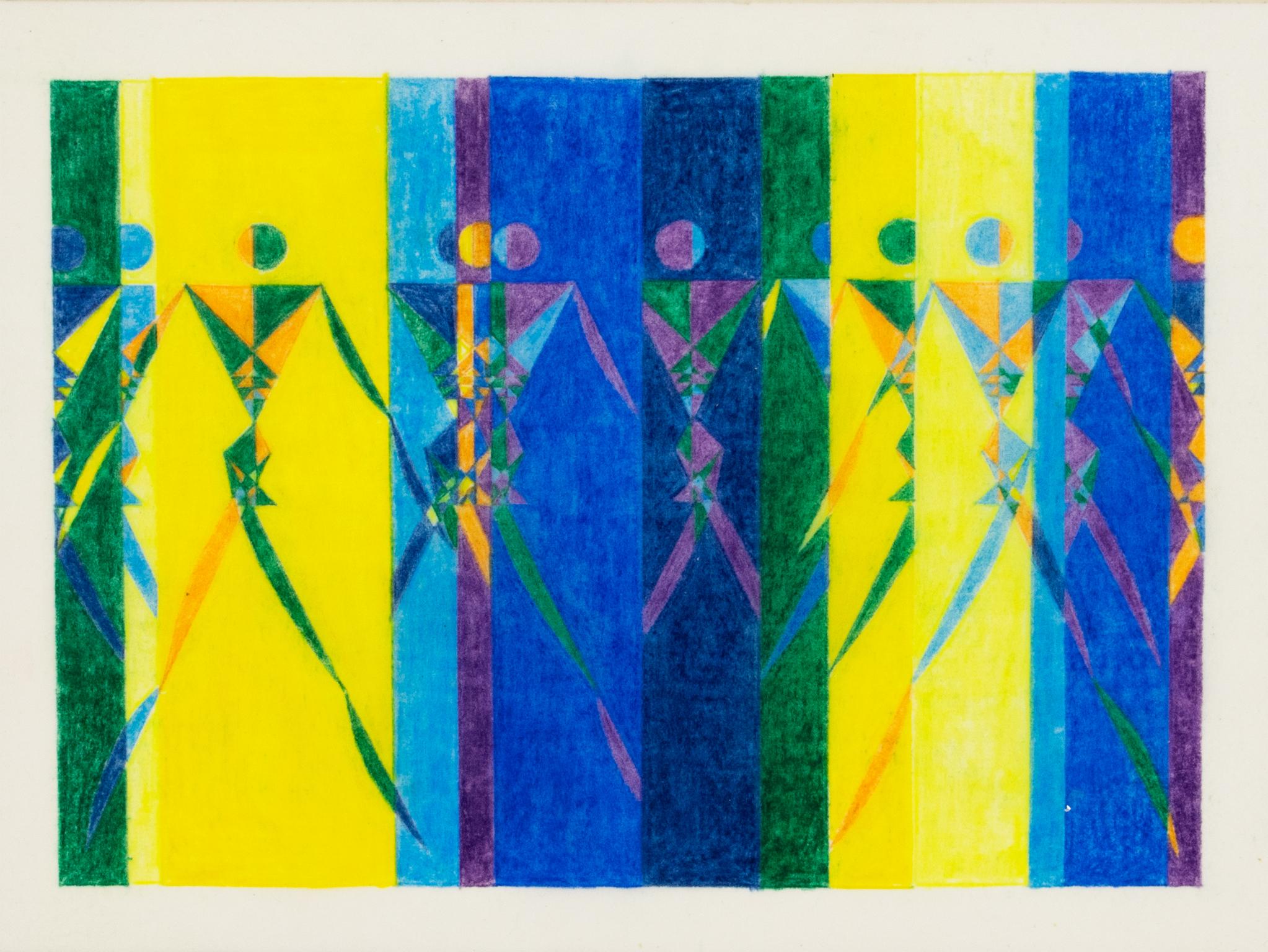 Disegni surrealisti Progetto colorista geometrico, Francia circa 1960 in vendita 3