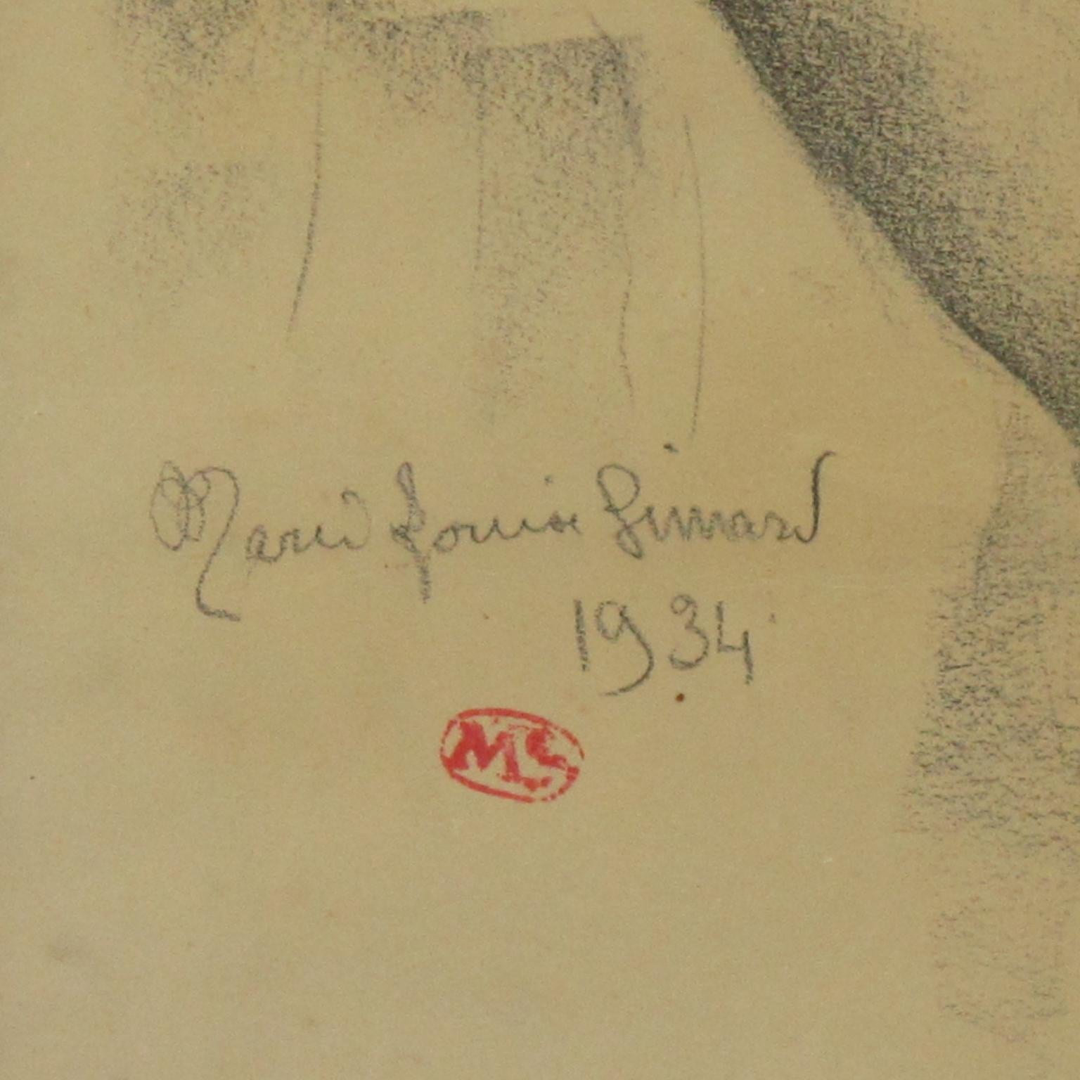 Disegno di studio a carboncino di Marie Louise Simard, 1930 circa, con nudo femminile in vendita 4