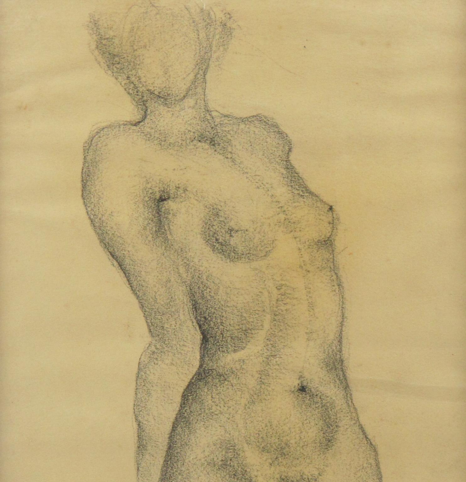 Disegno di studio a carboncino di Marie Louise Simard, 1930 circa, con nudo femminile in vendita 6