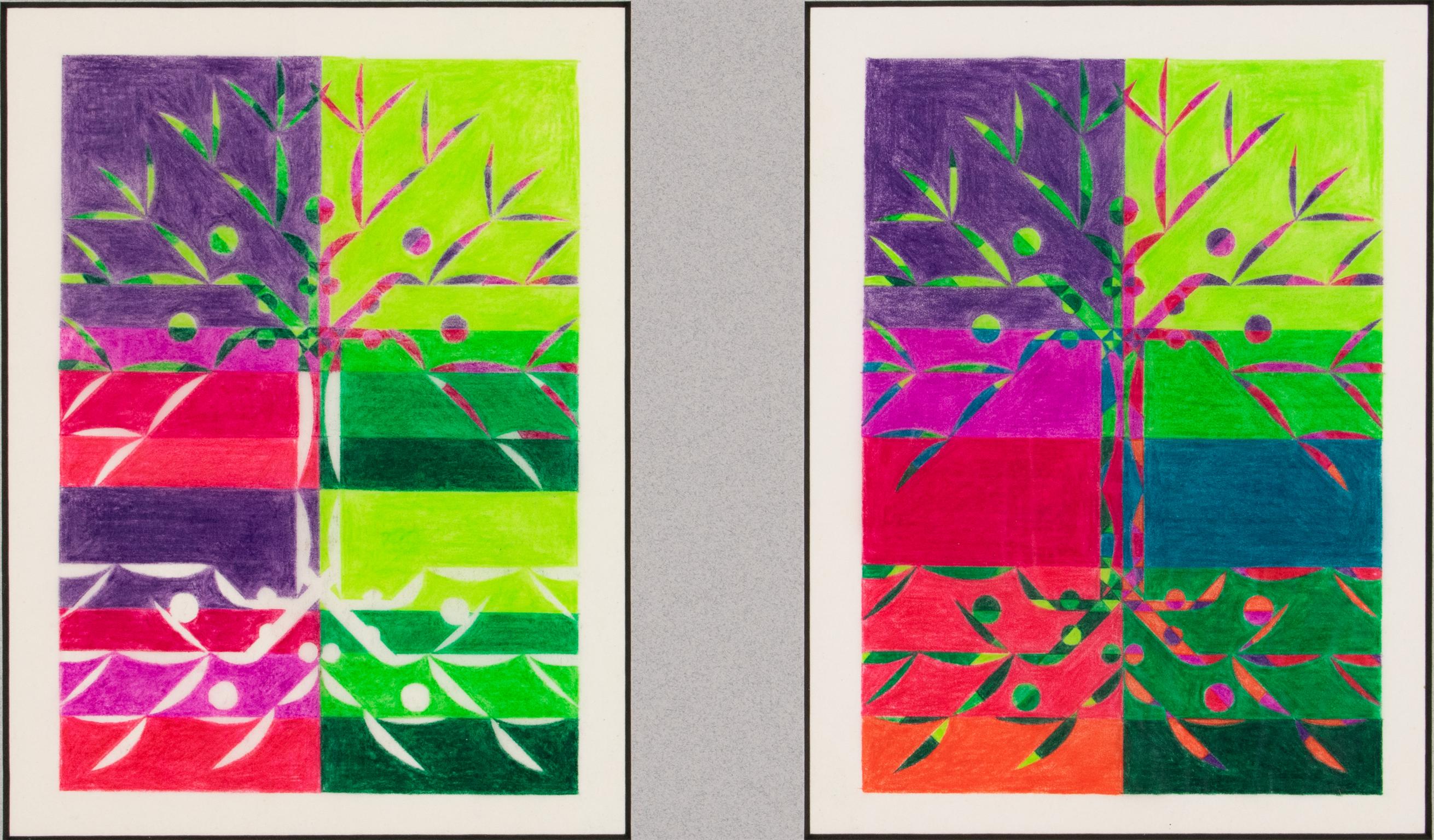 Disegni geometrici surrealisti con variazioni di colore, Francia, anni '60 in vendita 2