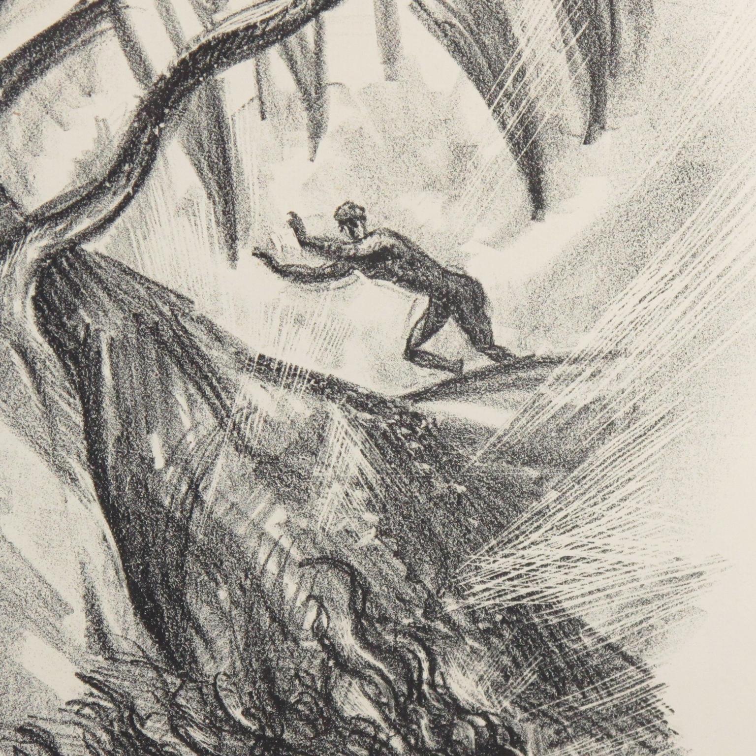 Art Deco Fantasy Charcoal Drawing Lithograph Print by Adolf Uzarski For Sale 7