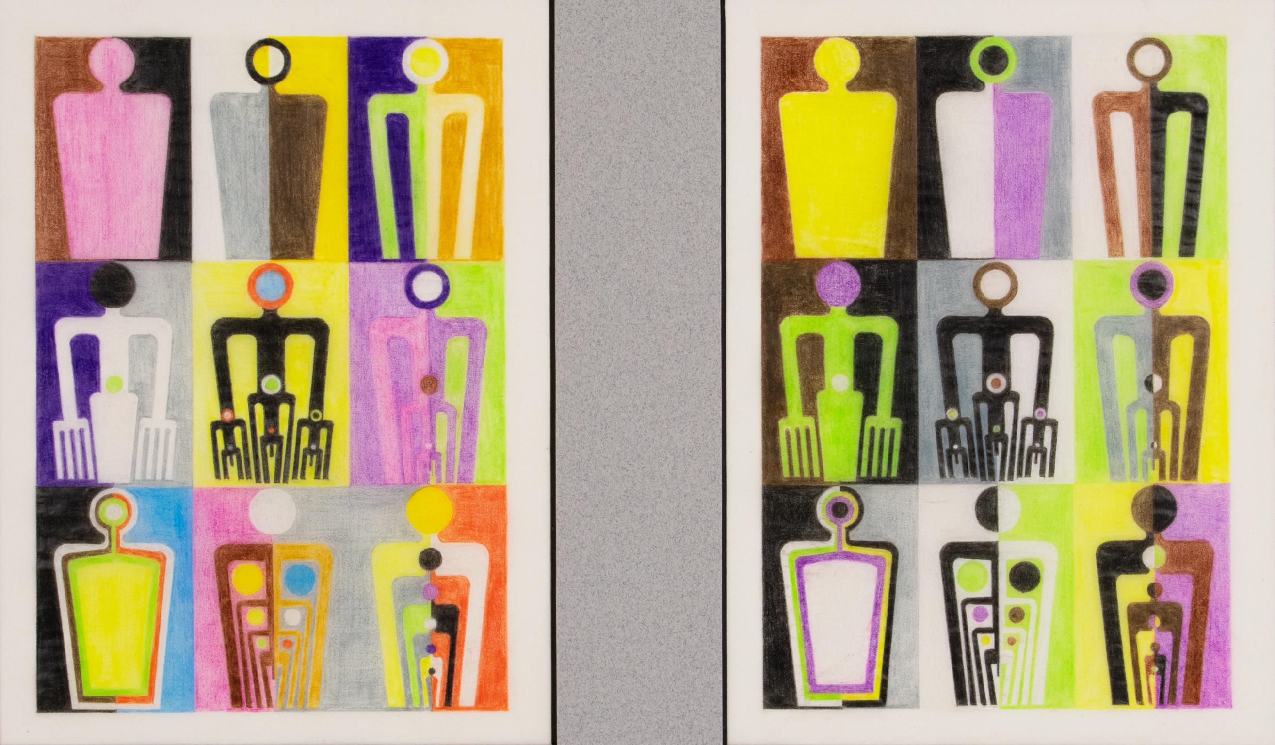 Disegni surrealisti con variazioni geometriche di colore, Francia 1960 in vendita 1
