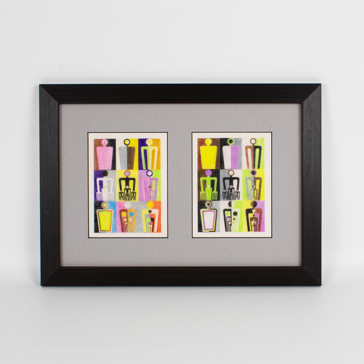 Disegni surrealisti con variazioni geometriche di colore, Francia 1960 in vendita 4