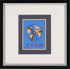 French Aviation Illustration Poster Study Gouache Drawing by C. Villars