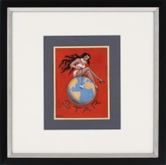 French Illustration Aviation Poster Project Gouache Drawing by C. Villars