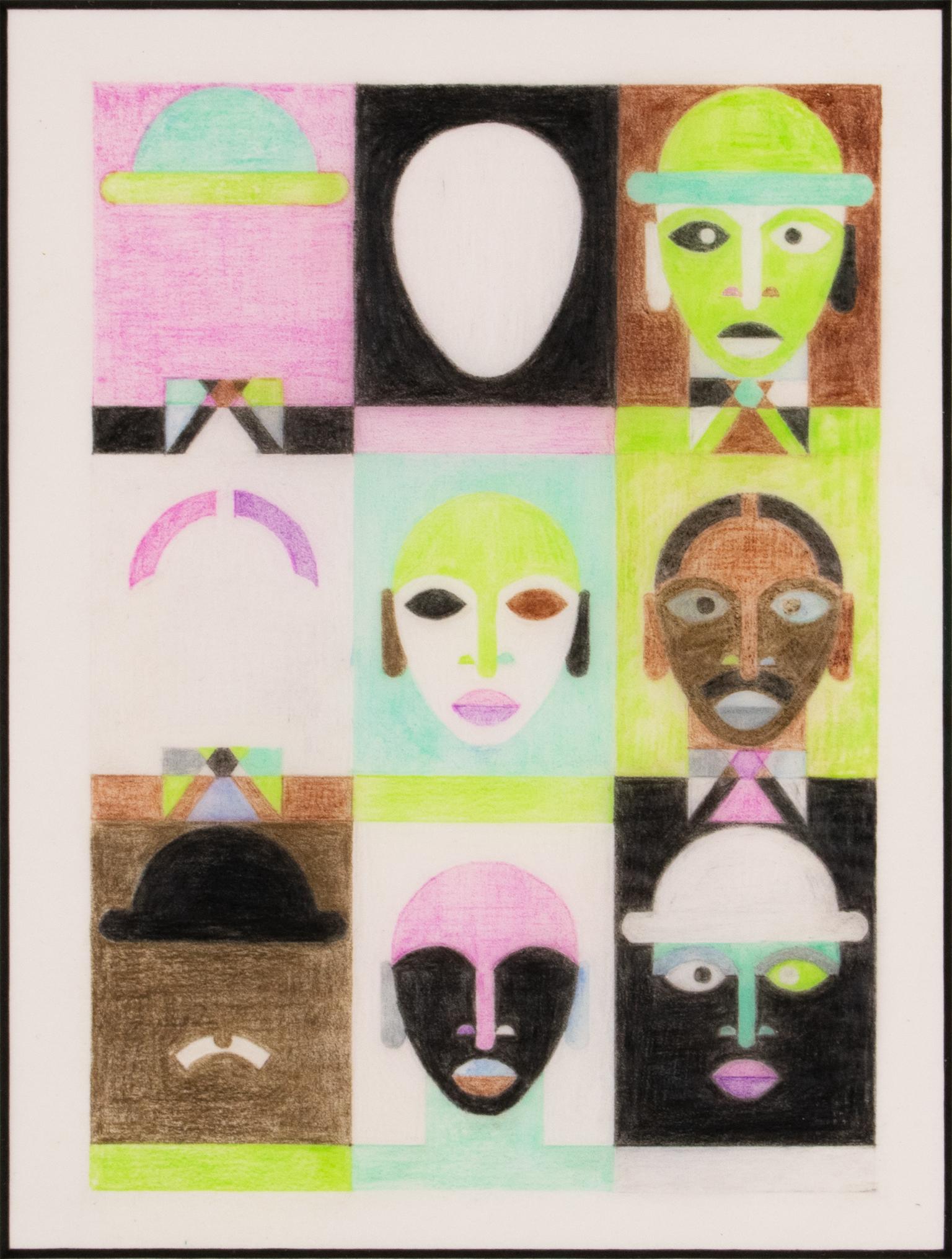 Dessins surréalistes de couleurs à variations géométriques, France, années 1960 en vente 3