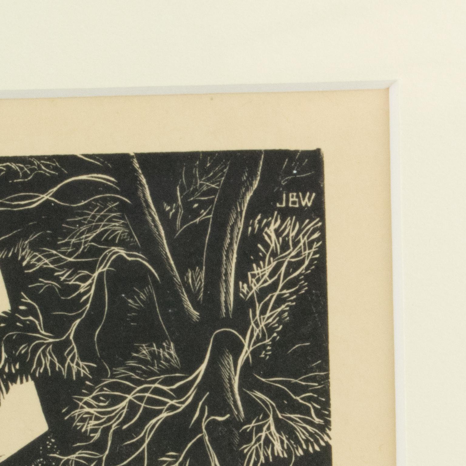 Los bañistas, grabado en madera, dibujo, litografía de John Buckland-Wright en venta 6